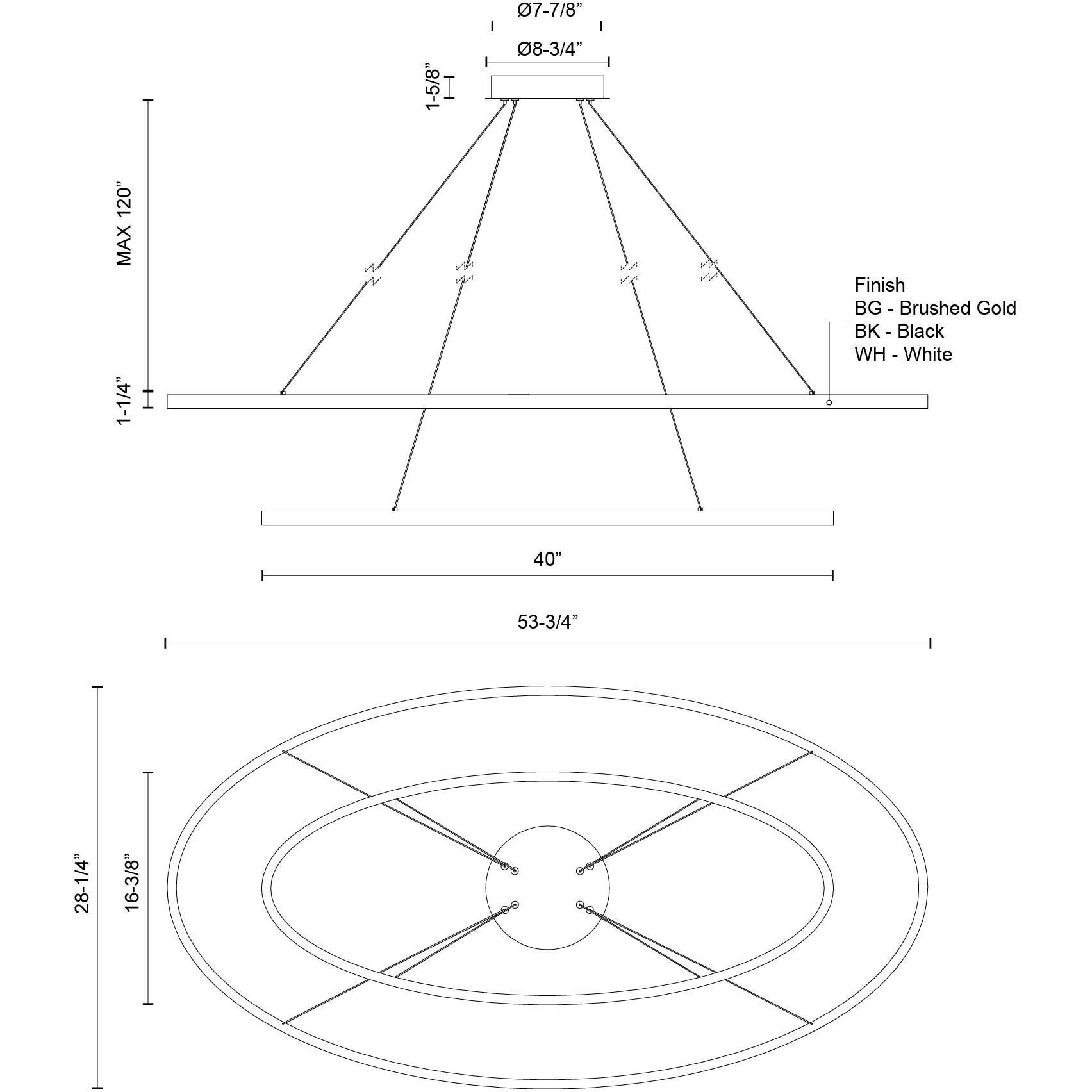 Ovale LED 28.25 inch Black Chandelier Ceiling Light