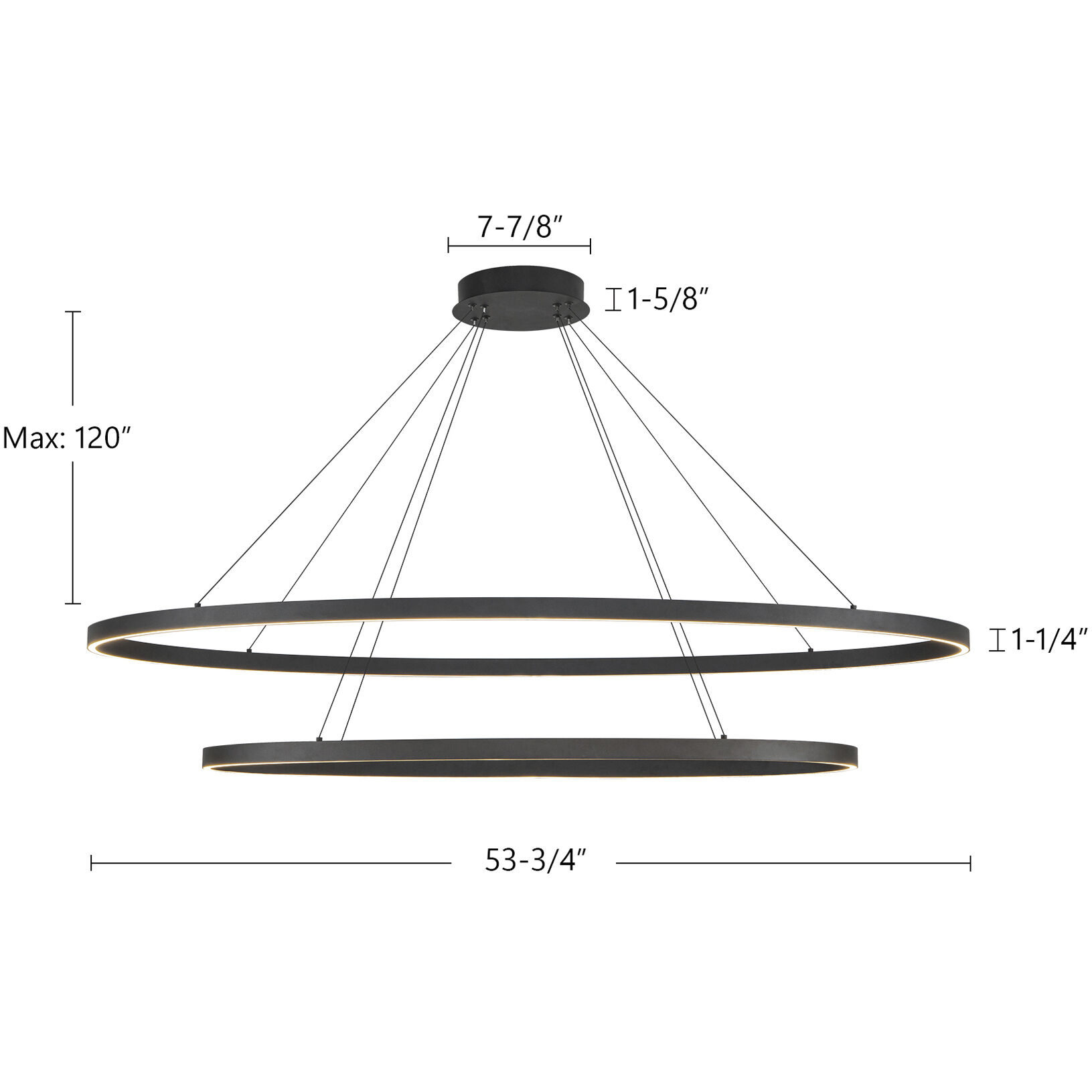 Ovale LED 28.25 inch Black Chandelier Ceiling Light