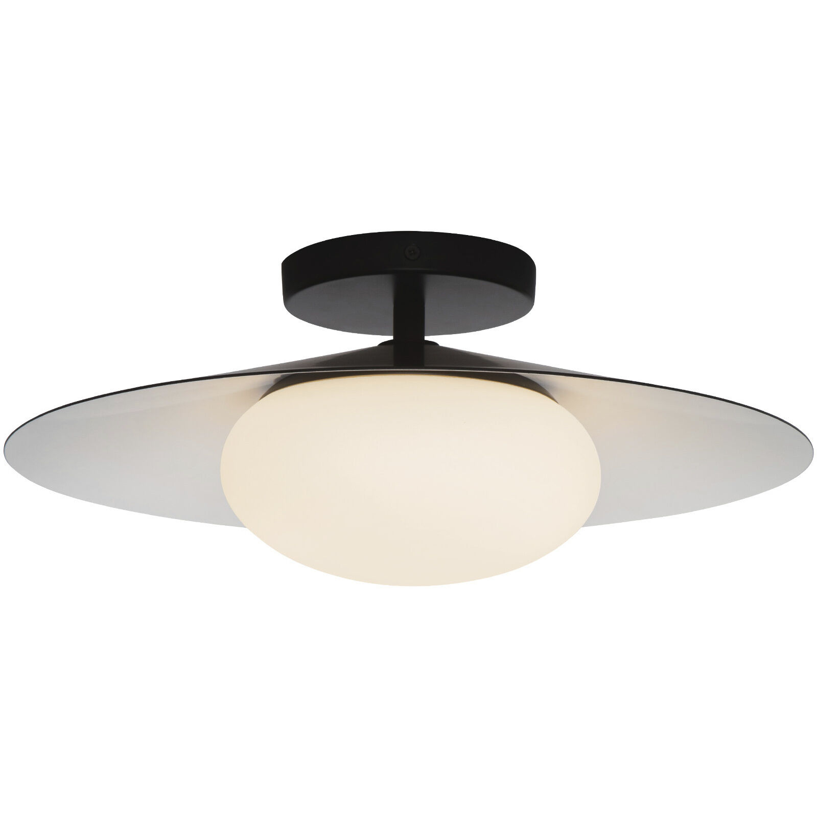 Cruz LED 15 inch Metal - Black/White Flush Mount Ceiling Light in Metal - Black and White, Spun Aluminum Shade