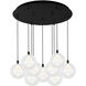 Bolla Multi Pendant Ceiling Light in Black, Clear Glass + Interior Opal Glass