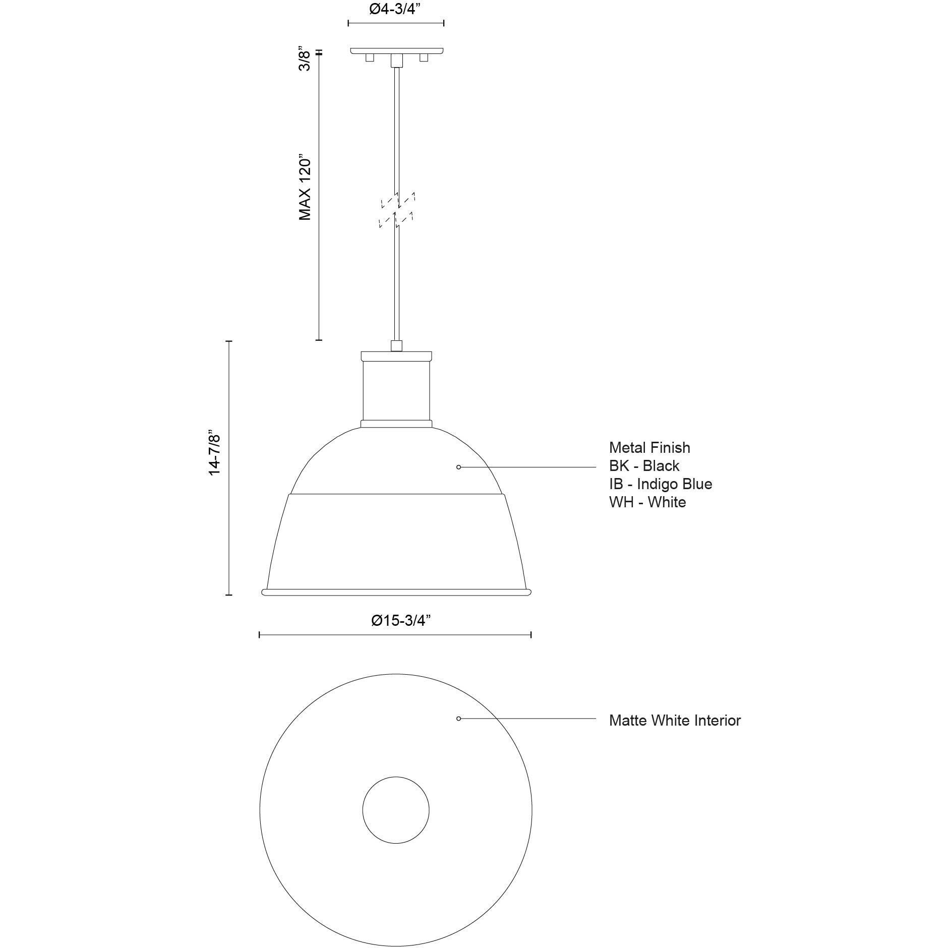 Irving 1 Light 15.75 inch Indigo Blue Pendant Ceiling Light