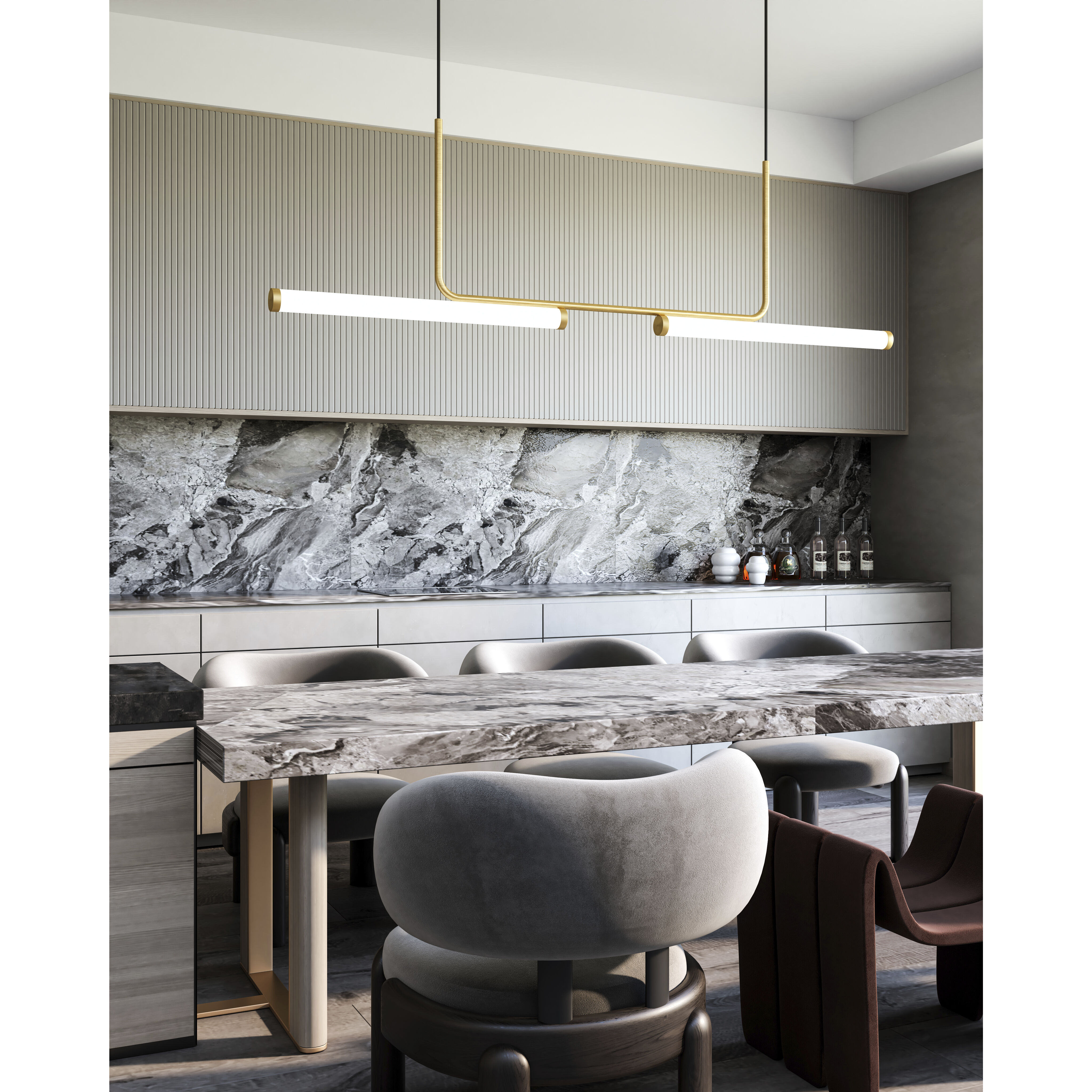 Vesper LED 73 inch Brushed Gold Linear Pendant Ceiling Light