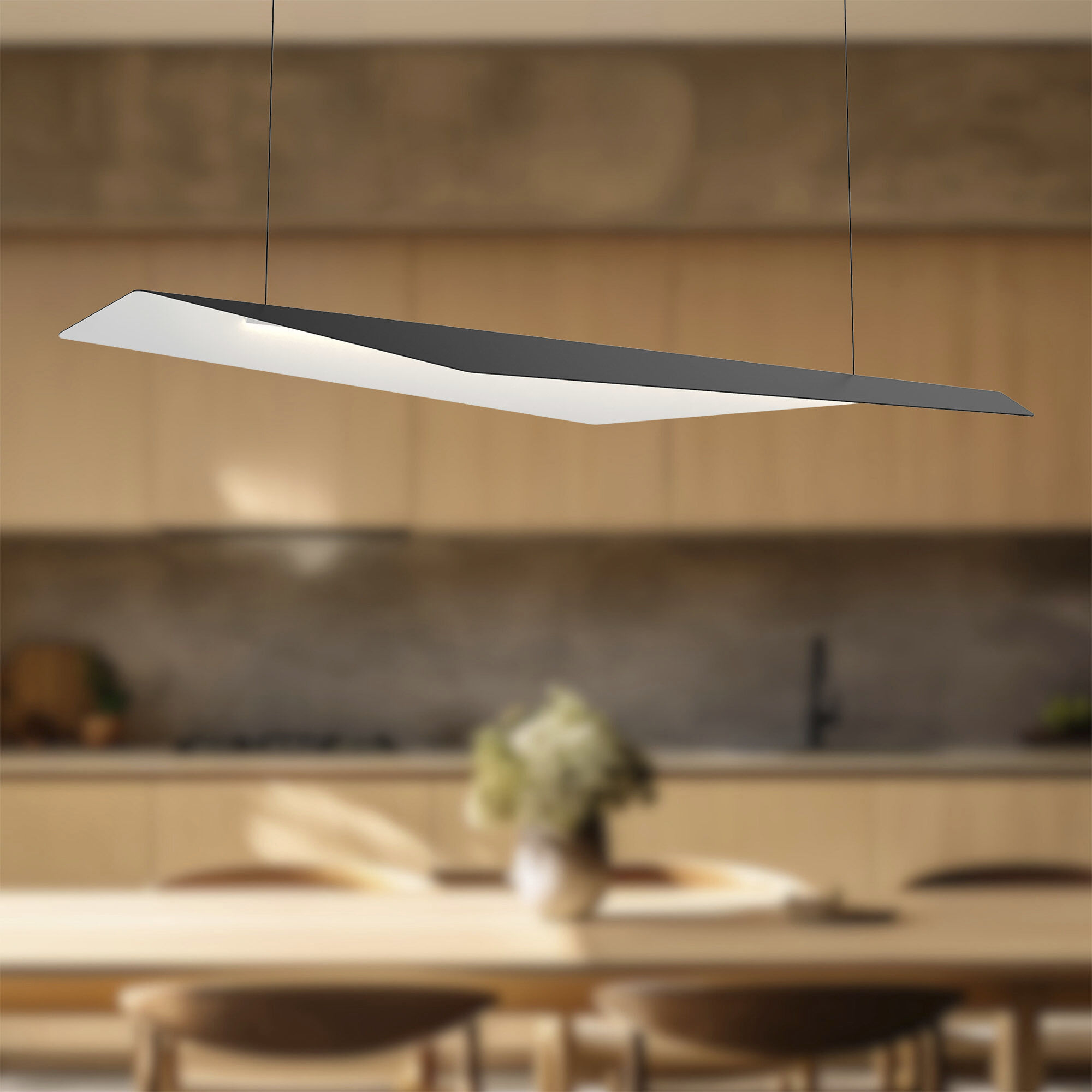 Taro LED 47.25 inch Black/White Linear Pendant Ceiling Light