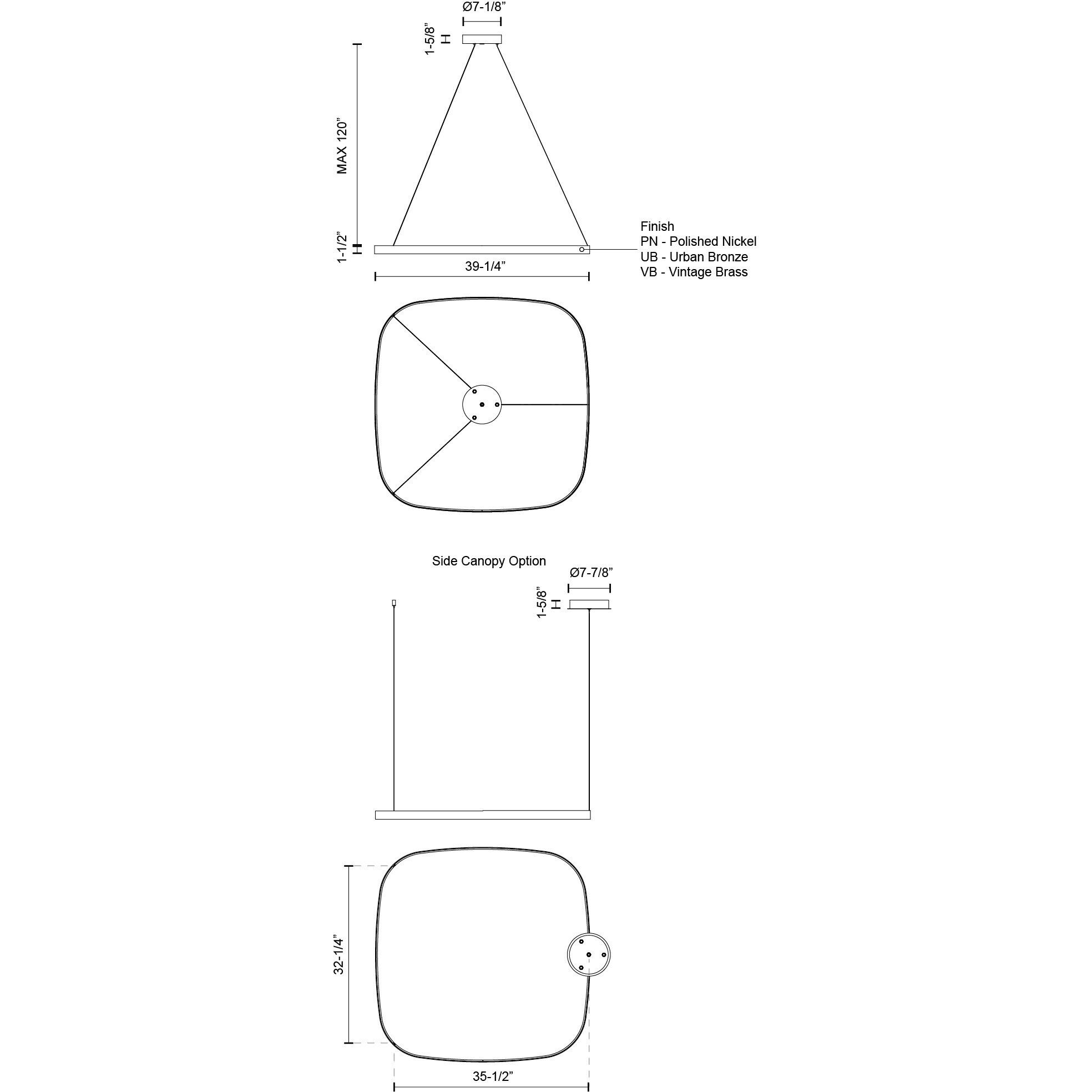 Yukon LED 39.25 inch Polished Nickel Pendant Ceiling Light