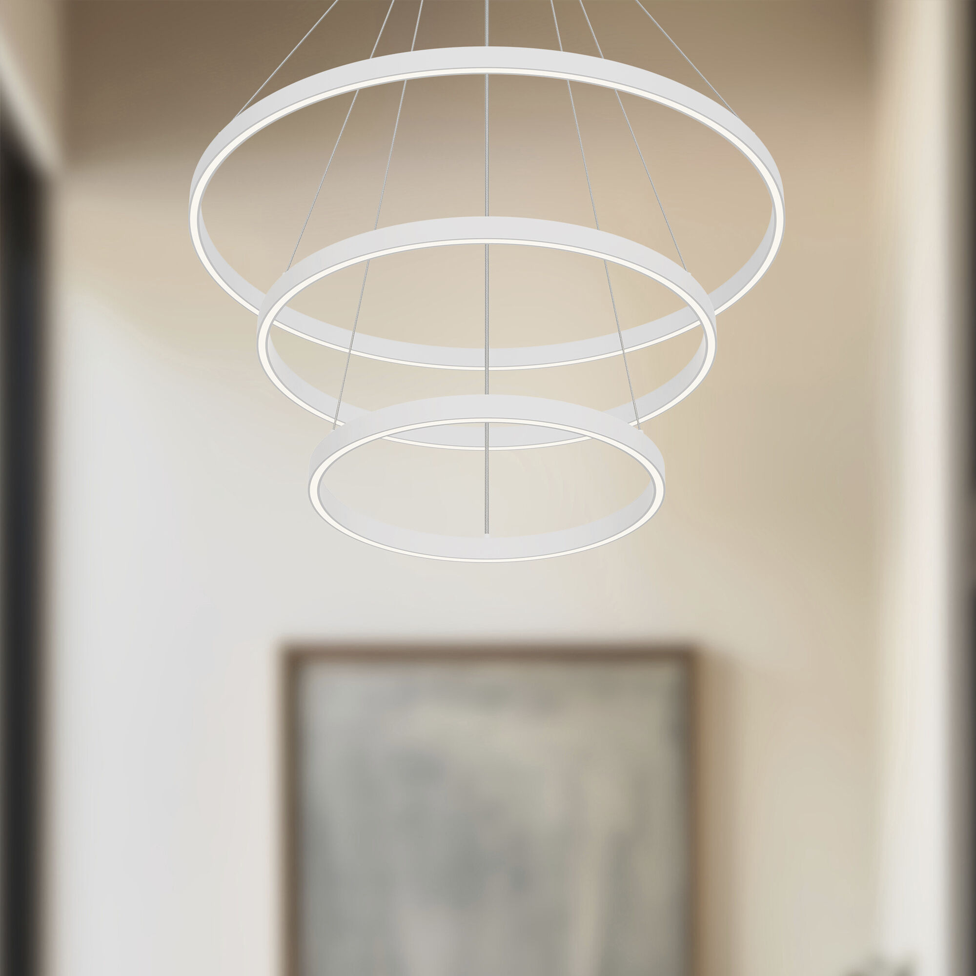 Cerchio LED 31.5 inch White Chandelier Ceiling Light