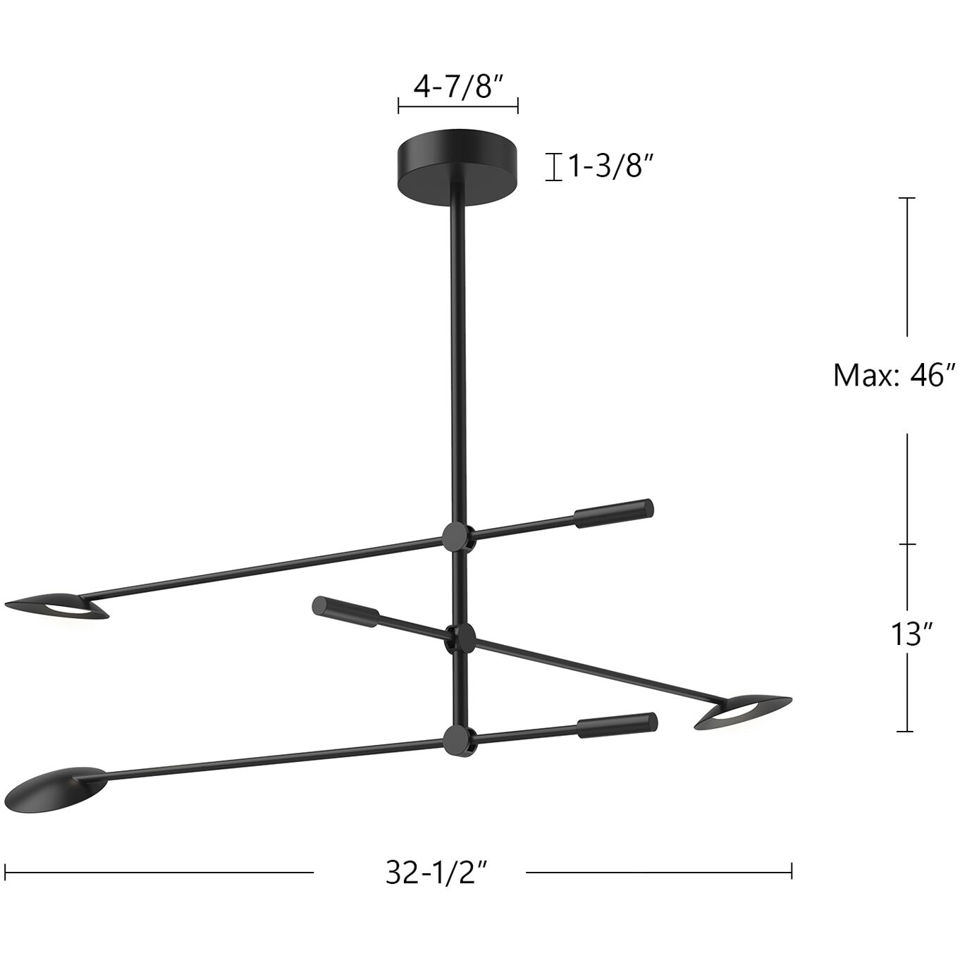 Rotaire LED 32.5 inch Black Chandelier Ceiling Light