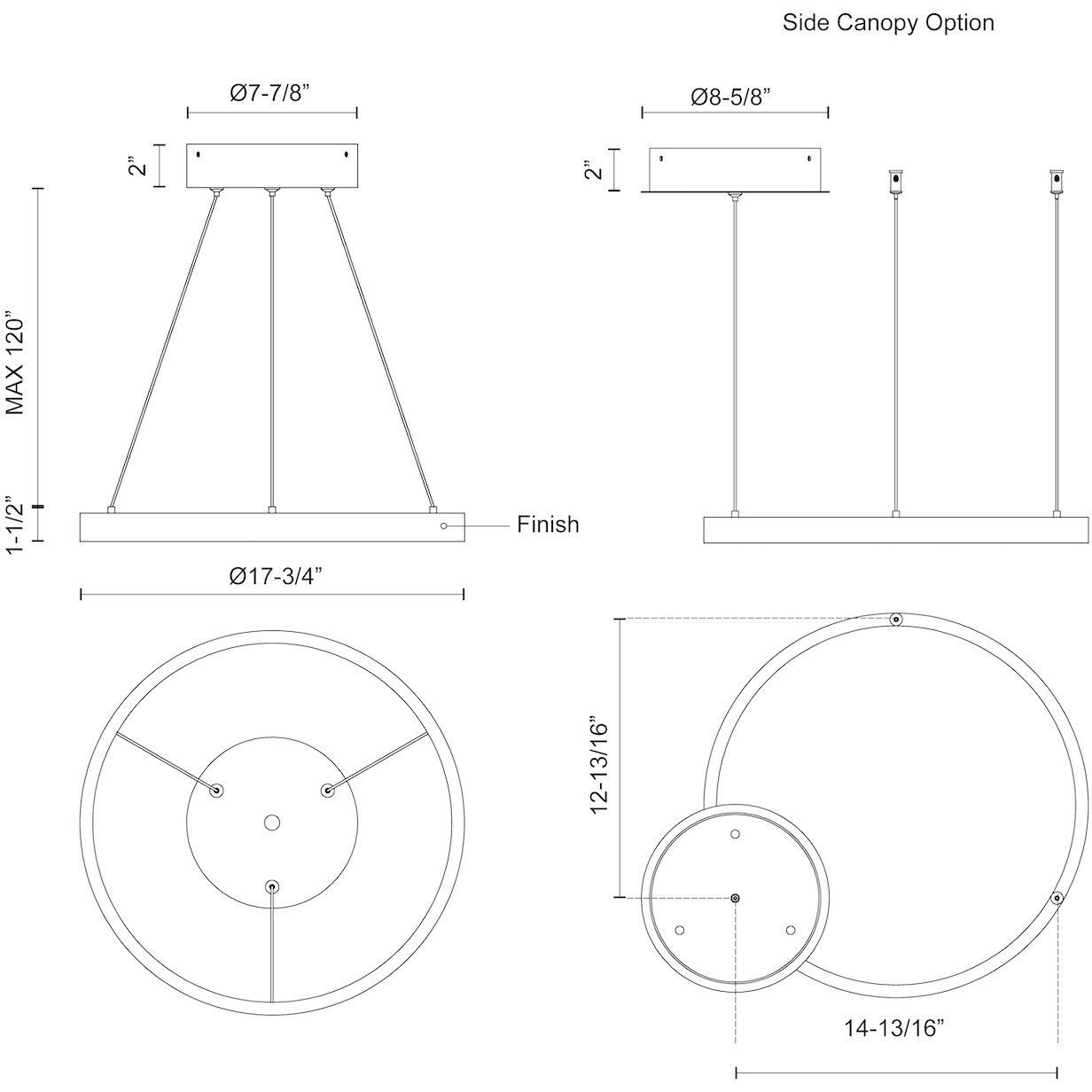 Cerchio LED 17.75 inch Brushed Gold Pendant Ceiling Light