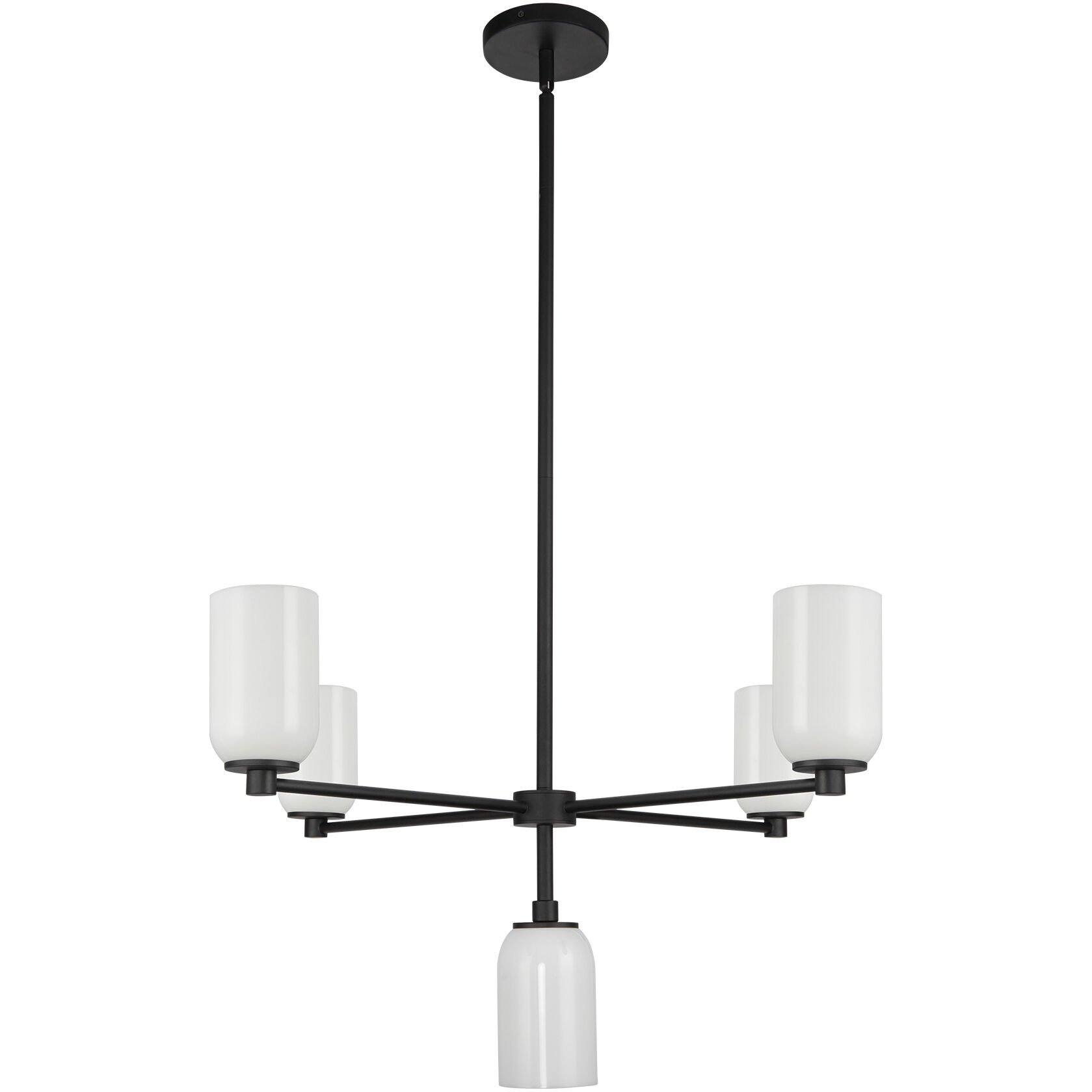 Nola 5 Light 30.63 inch Black/Glossy Opal Glass Chandelier Ceiling Light in Glossy Opal Glass Shade