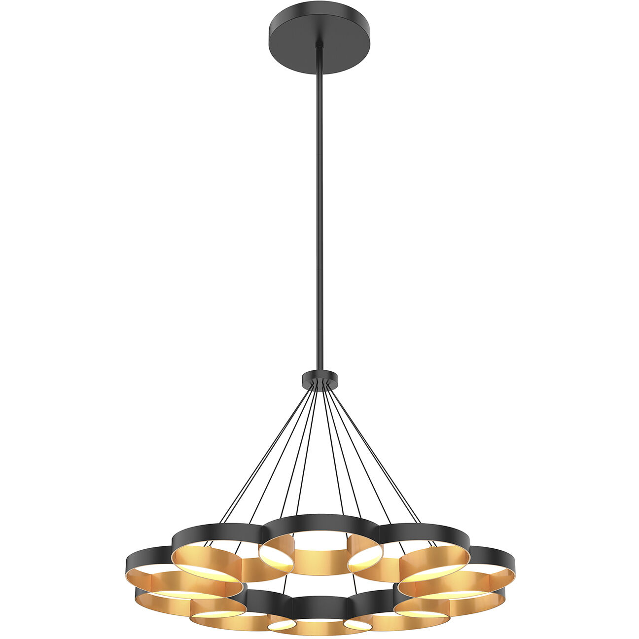 Maestro LED 32.25 inch Black/Gold Chandelier Ceiling Light in Black and Gold