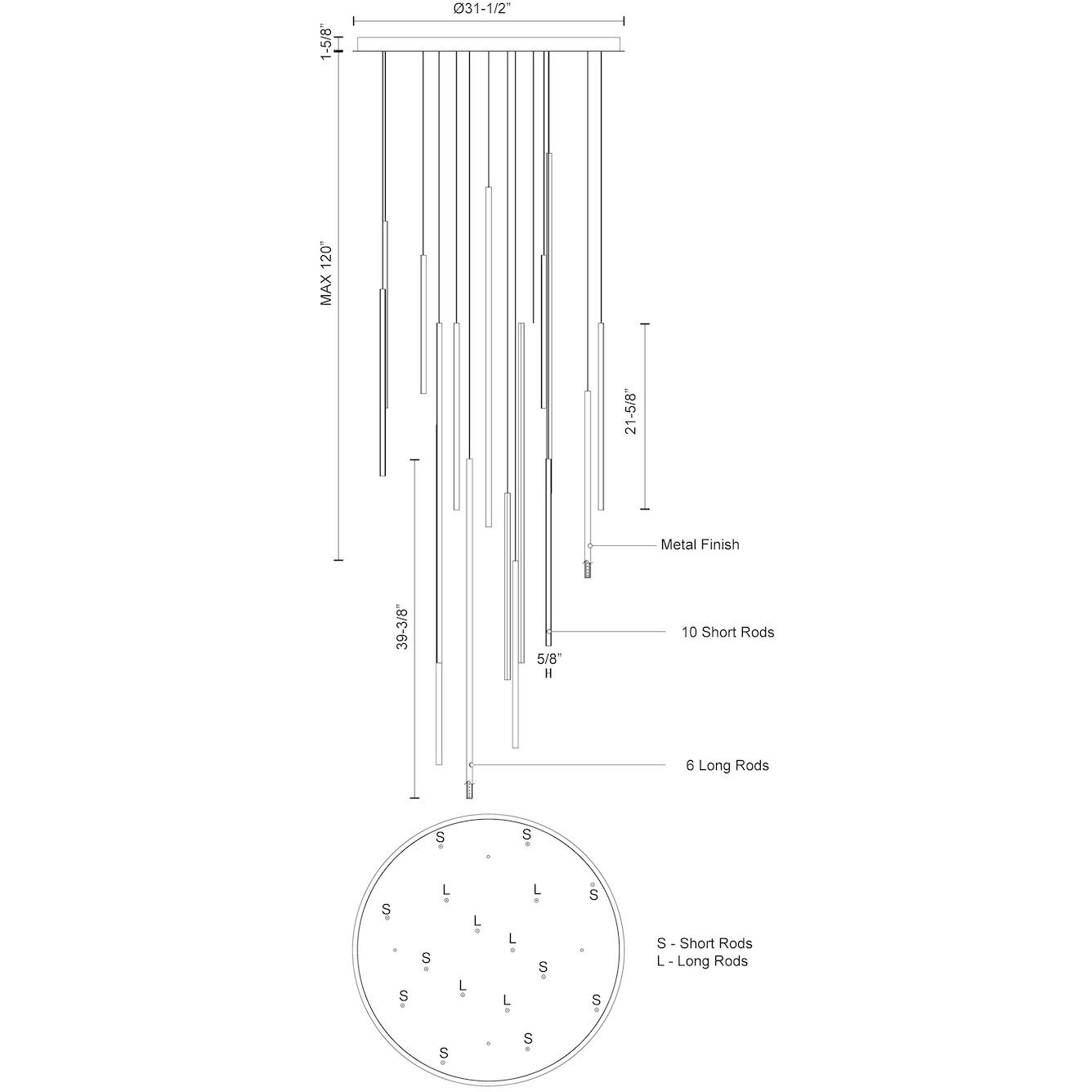 Chute Multi Pendant Ceiling Light in Black