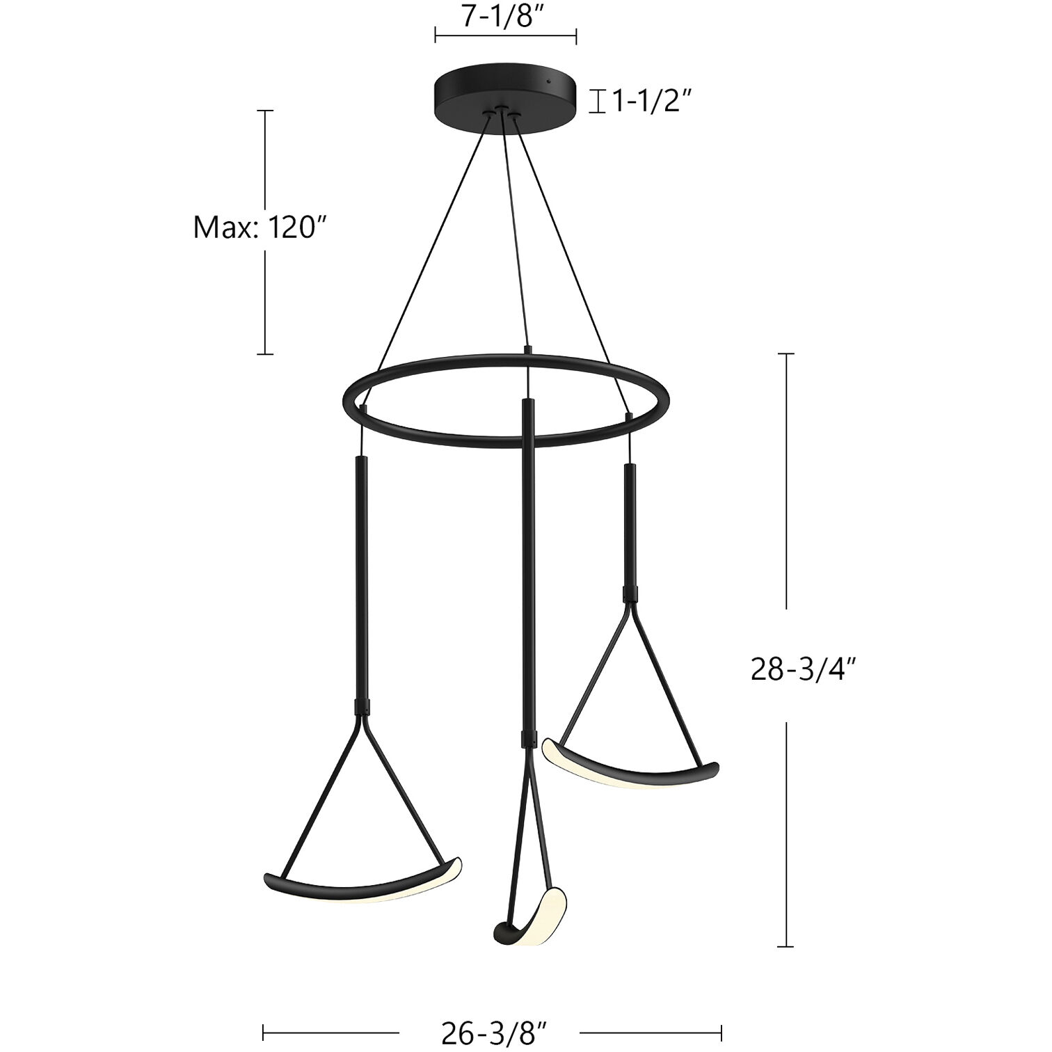 Mobil LED 26.38 inch Black Chandelier Ceiling Light