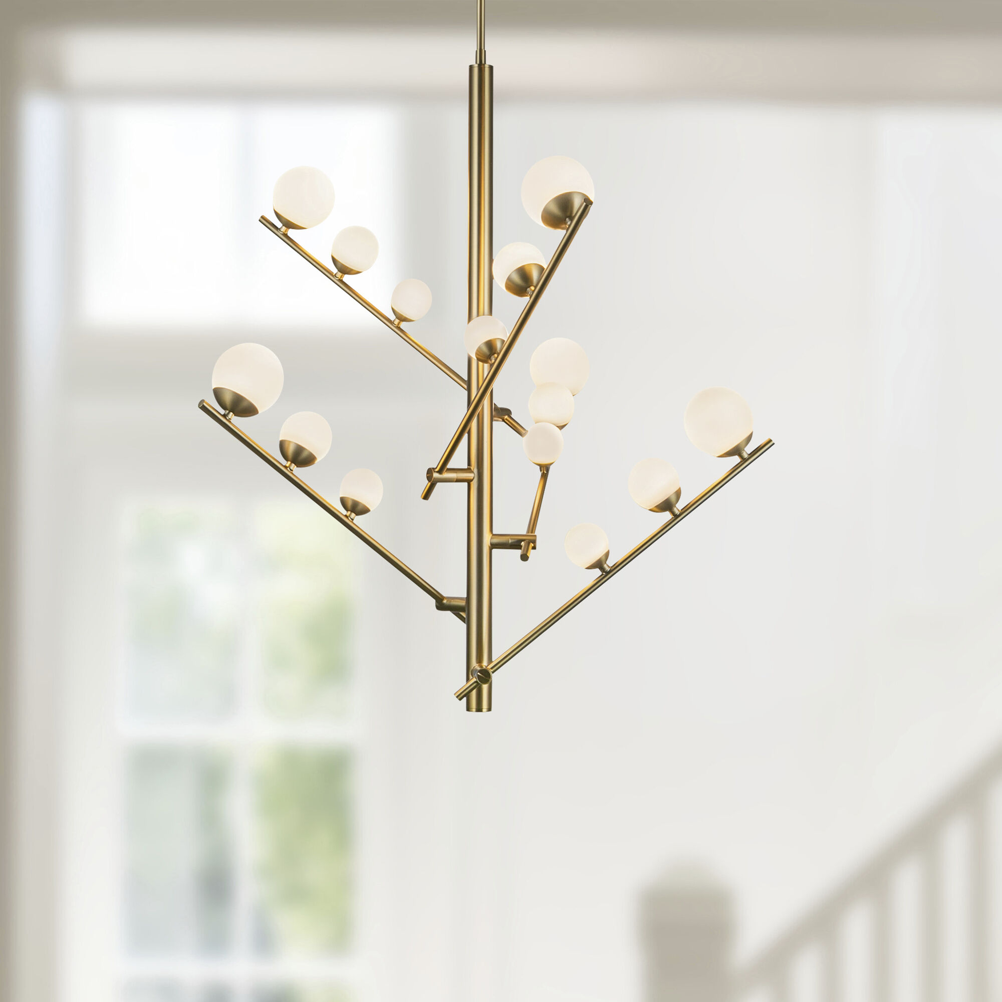 Cypress LED 18 inch Brushed Gold/Opal Glass Chandelier Ceiling Light