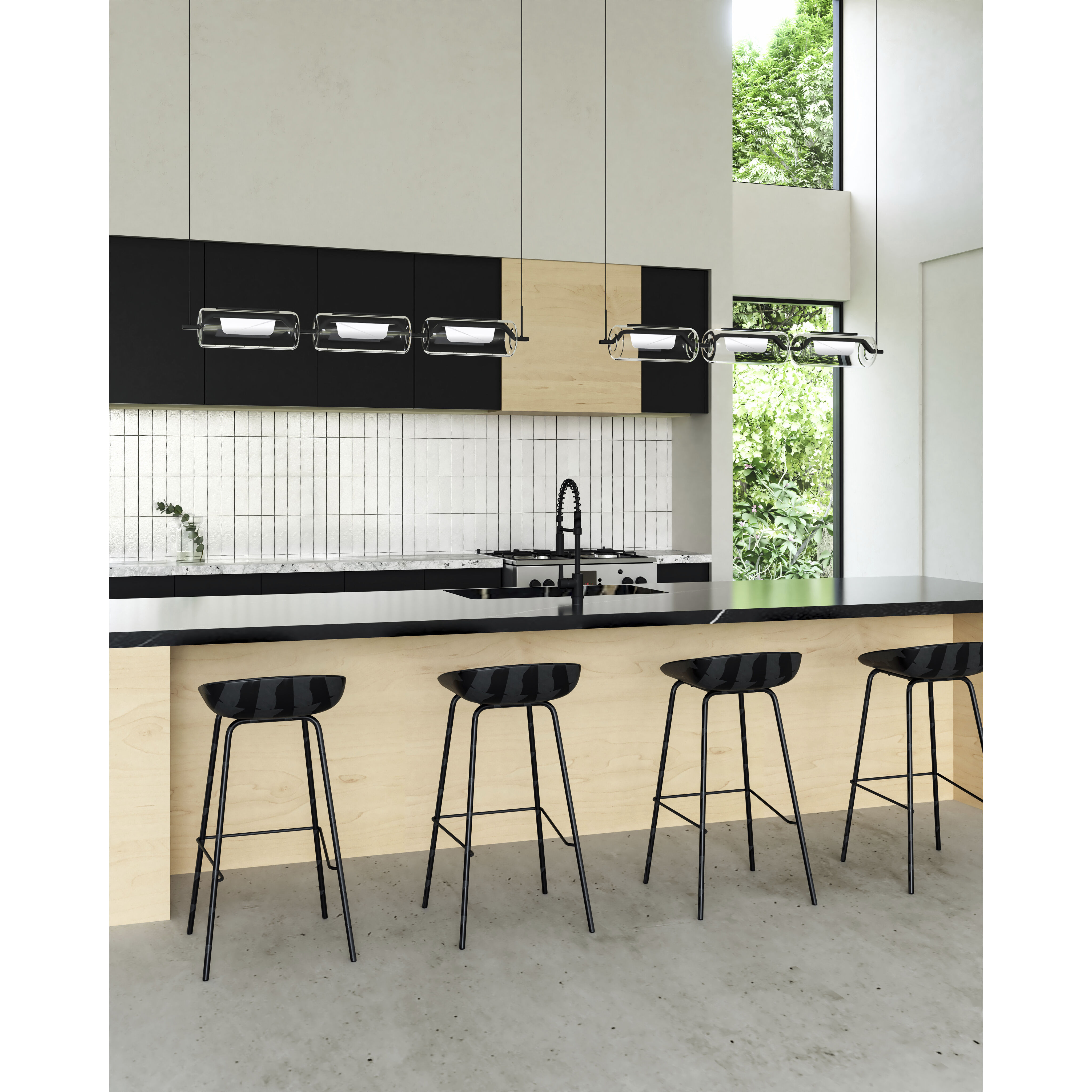 Hilo LED 43 inch Black Linear Pendant Ceiling Light