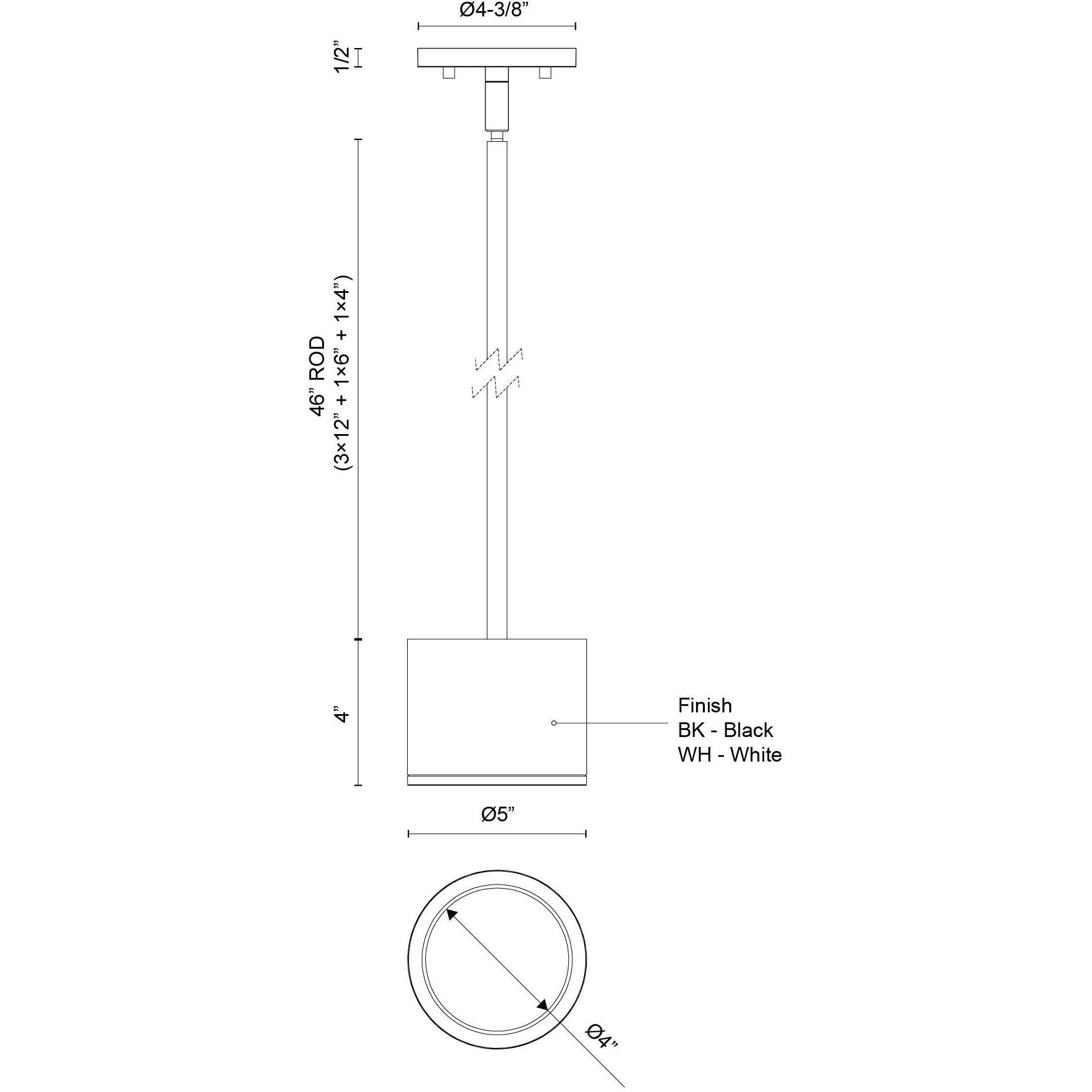 Nordic LED 5 inch White Exterior Pendant
