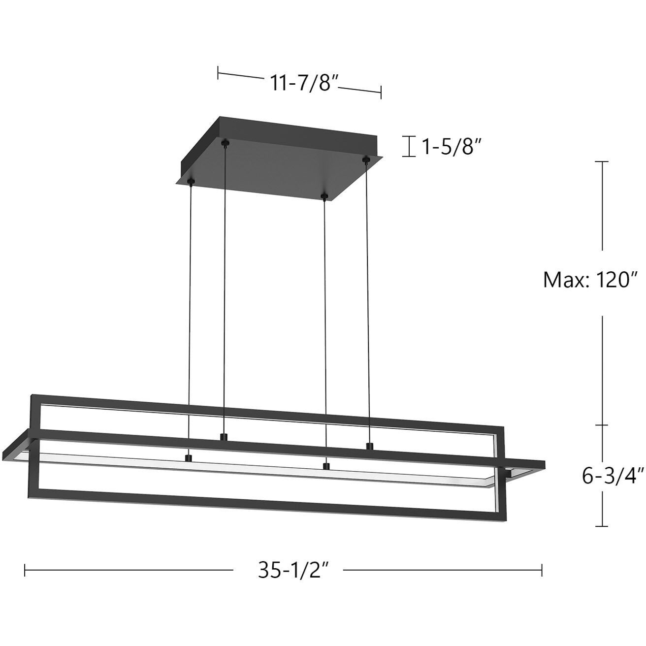 Mondrian LED 35.5 inch Brushed Nickel Linear Pendant Ceiling Light