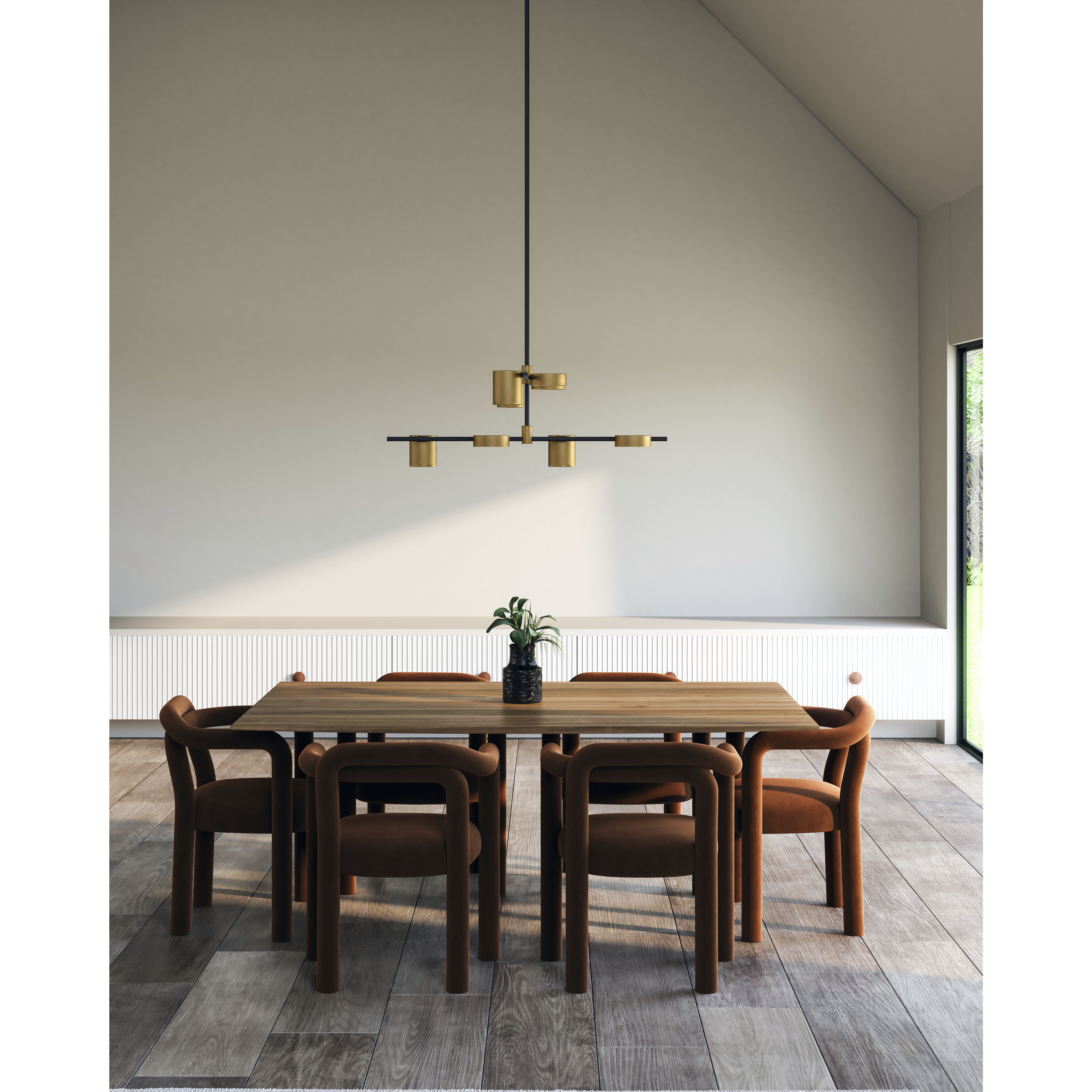 Jayden LED 40 inch Black/Brushed Gold Chandelier Ceiling Light in Black and Brushed Gold