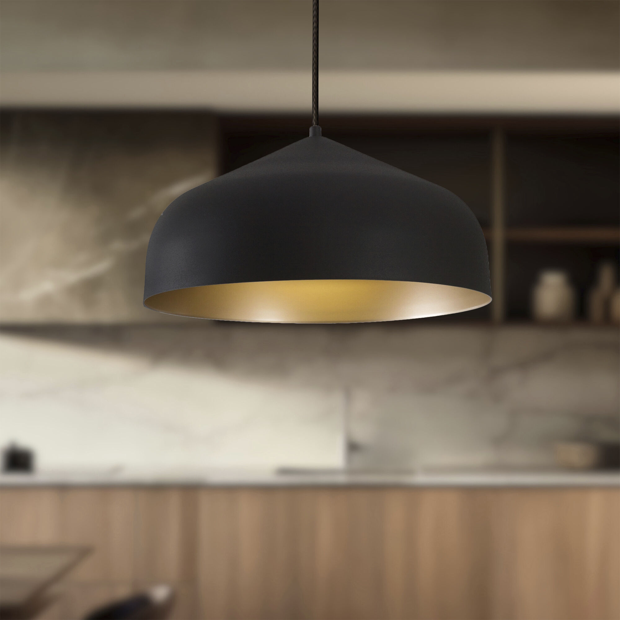 Helena 1 Light 16.88 inch Black/Gold Pendant Ceiling Light in Black and Gold