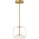 Enkel LED 10.25 inch Brushed Gold Pendant Ceiling Light in Clear Glass Shade
