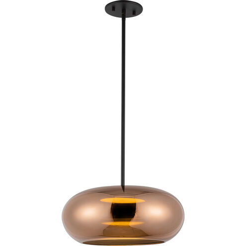 Trinity LED 14.25 inch Black Pendant Ceiling Light in Copper Glass