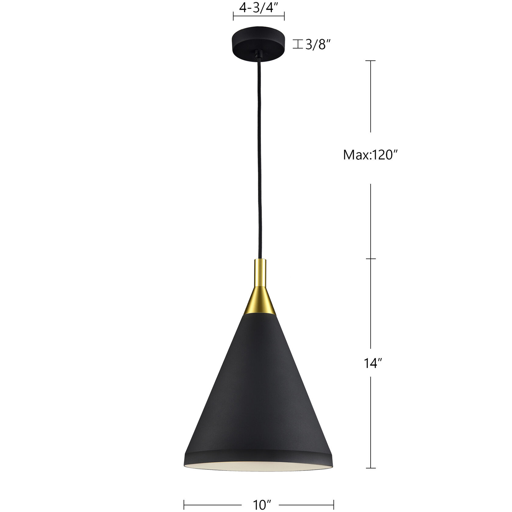 Dorothy Pendant Ceiling Light in White with Gold Detail