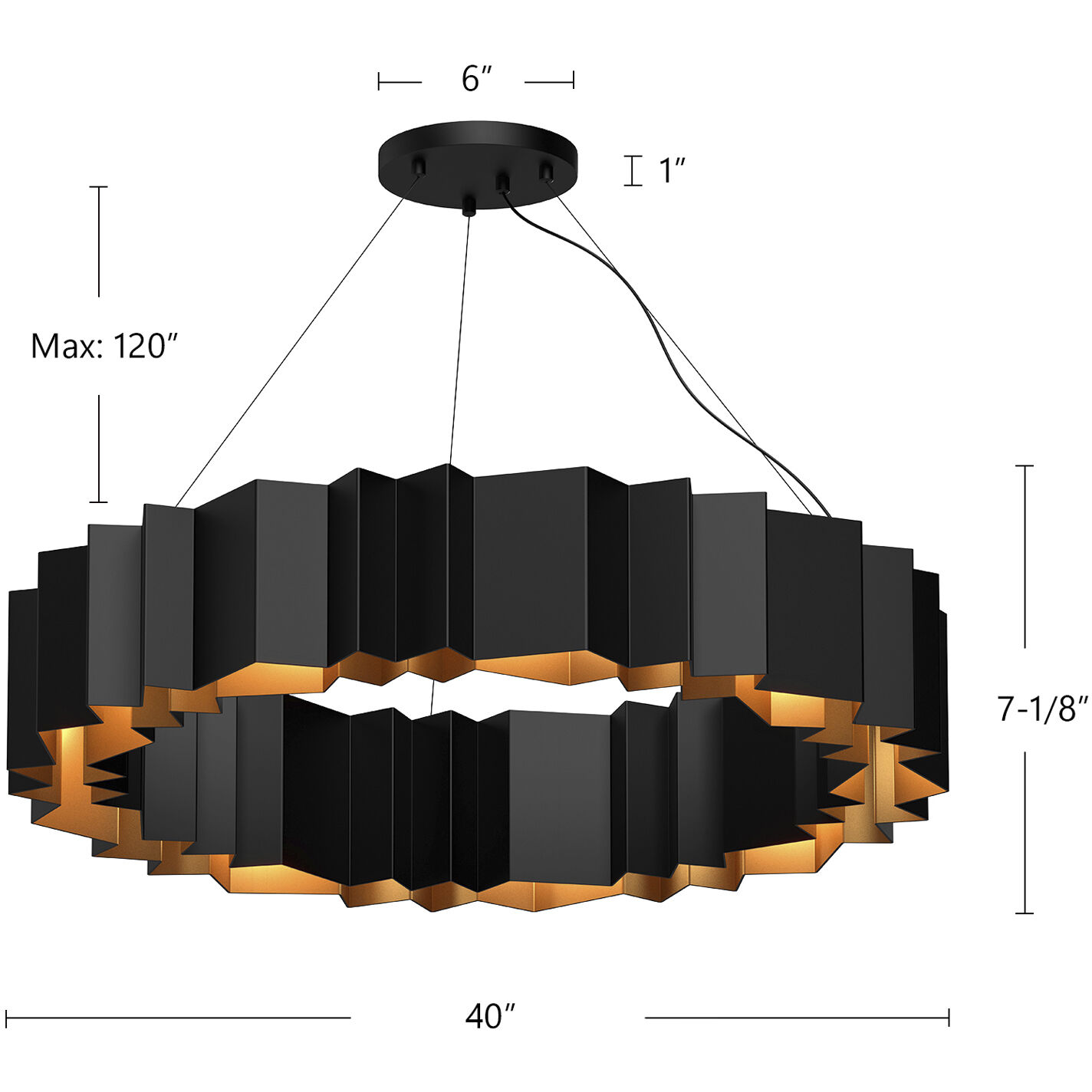 Akira 12 Light 40 inch Black/Gold Chandelier Ceiling Light