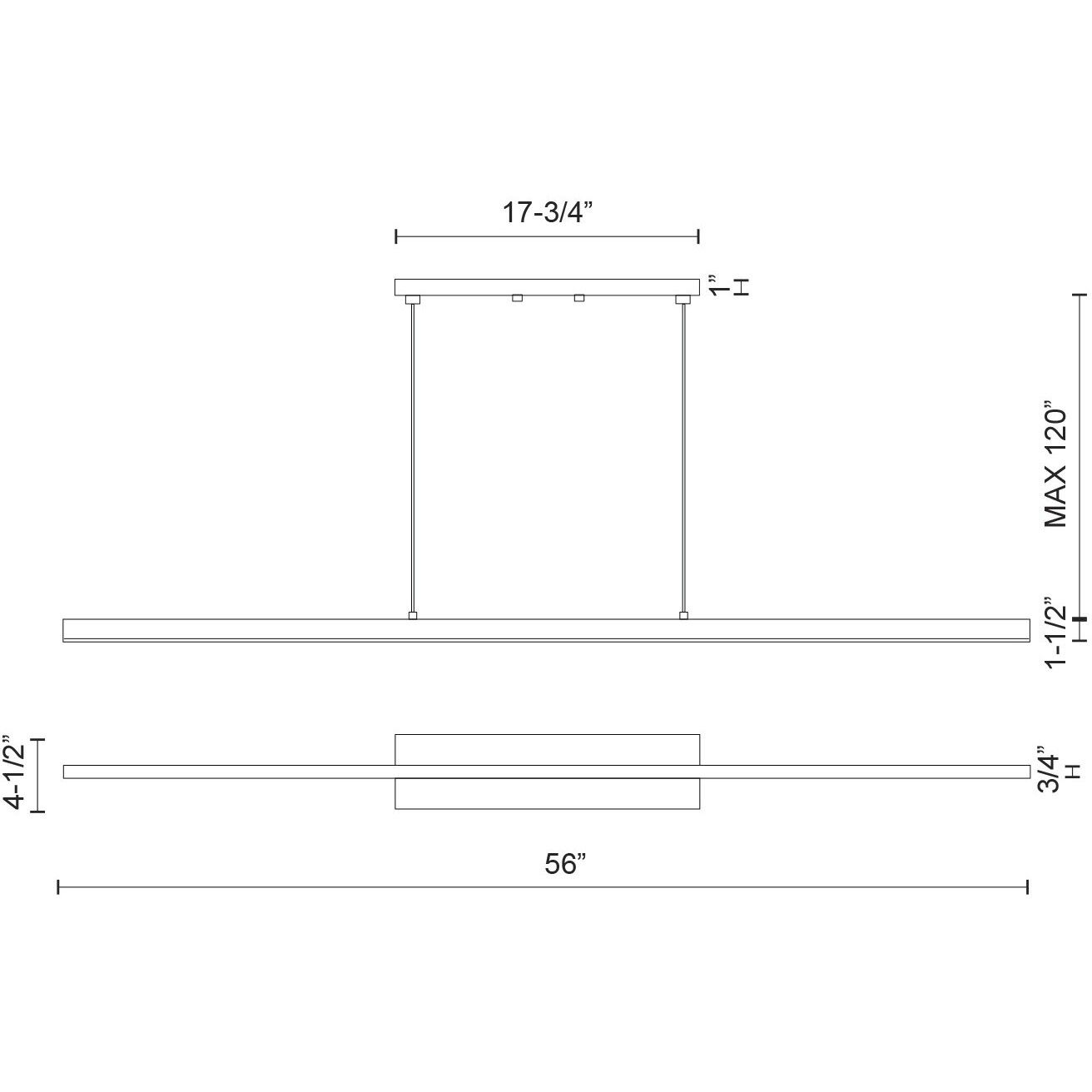 Vega LED 56 inch Brushed Nickel Linear Pendant Ceiling Light