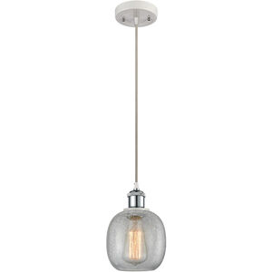 Ballston Belfast LED 6 inch White and Polished Chrome Mini Pendant Ceiling Light in Clear Crackle Glass, Ballston