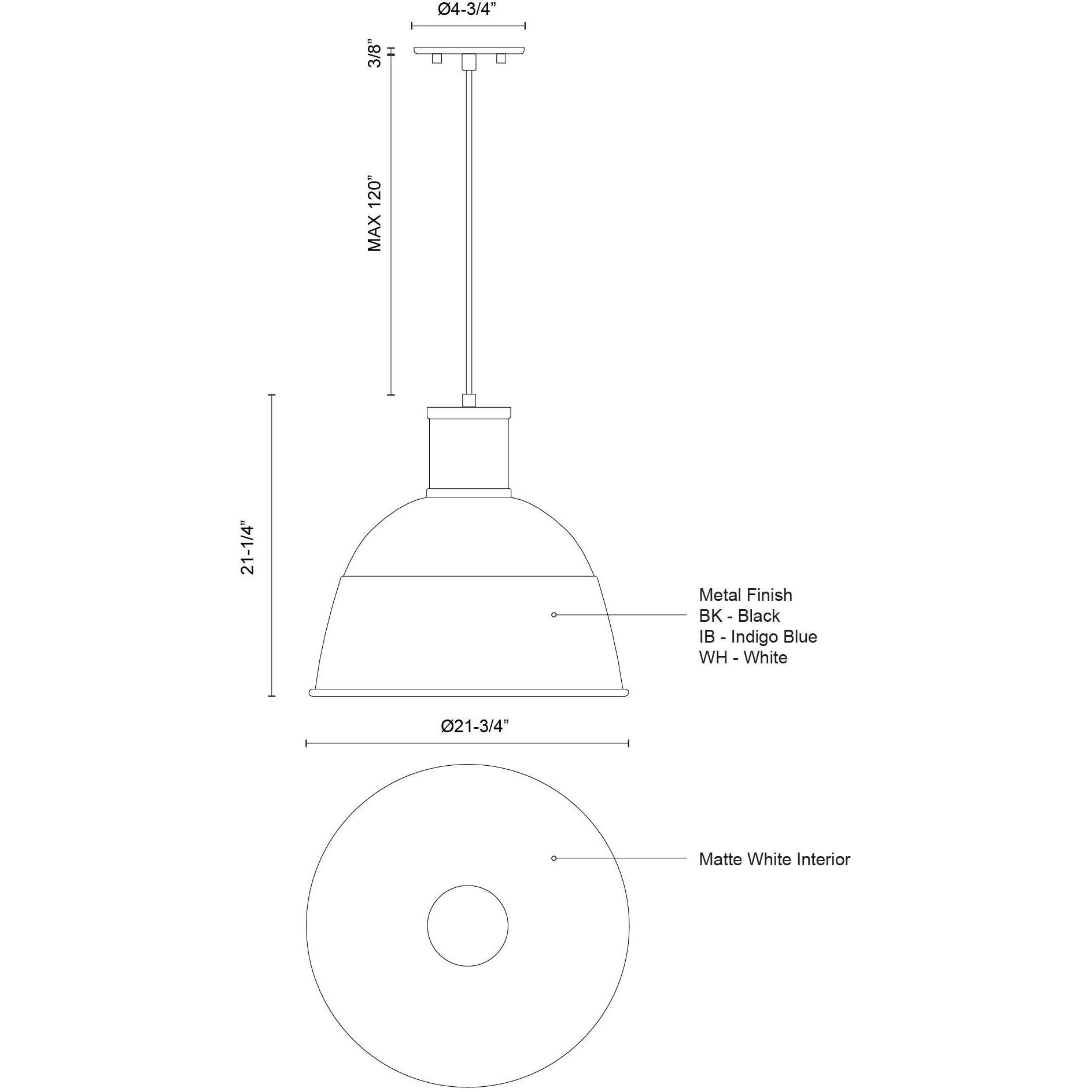 Irving 1 Light 21.75 inch Indigo Blue Pendant Ceiling Light