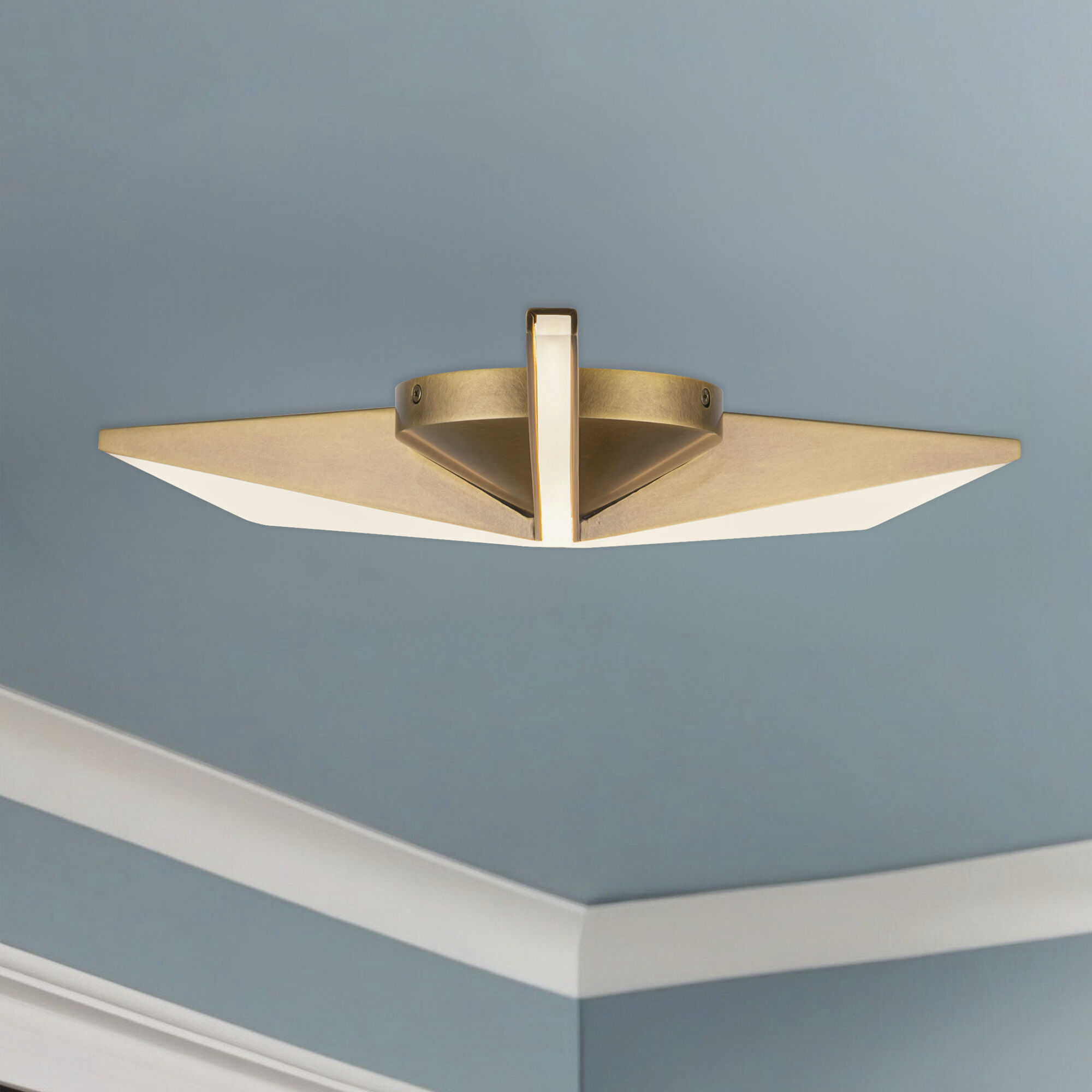 Tachi LED 18.13 inch Vintage Brass Flush Mount Ceiling Light
