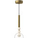 Rise LED 6 inch Brushed Gold Pendant Ceiling Light in Brushed Gold and Clear