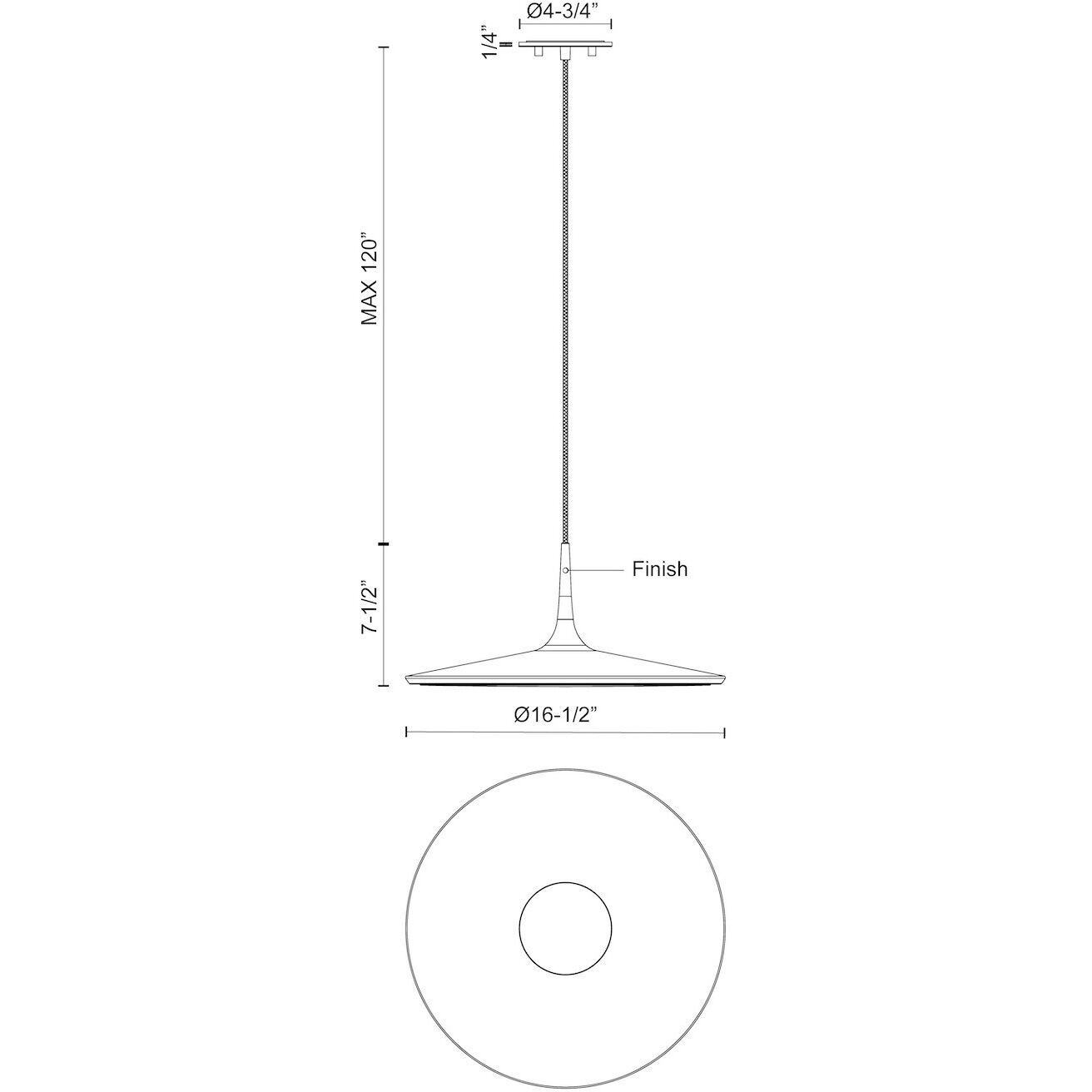 Disc LED 16.5 inch Black Pendant Ceiling Light