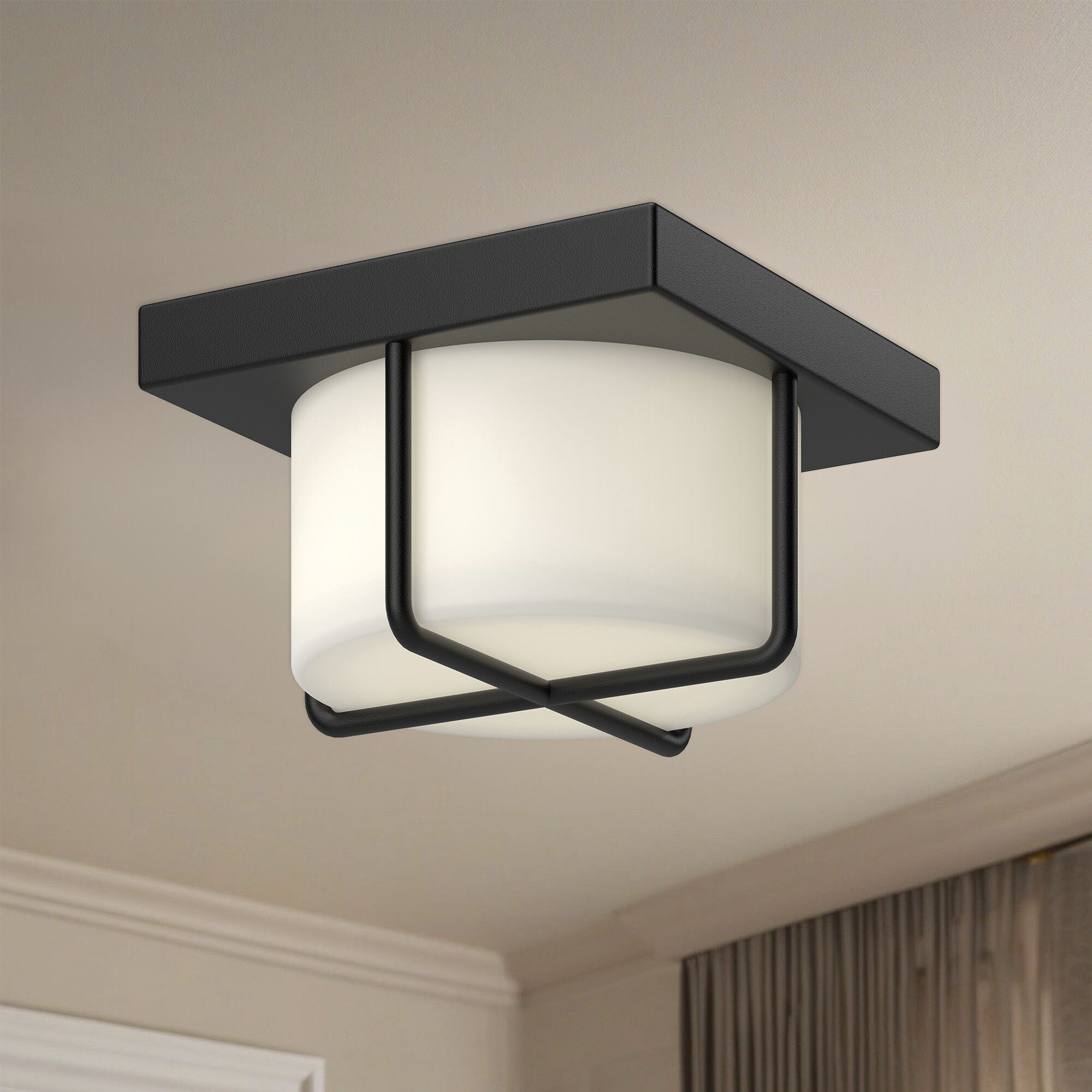 Regalo LED 7.13 inch Black/Opal Glass Flush Mount Ceiling Light
