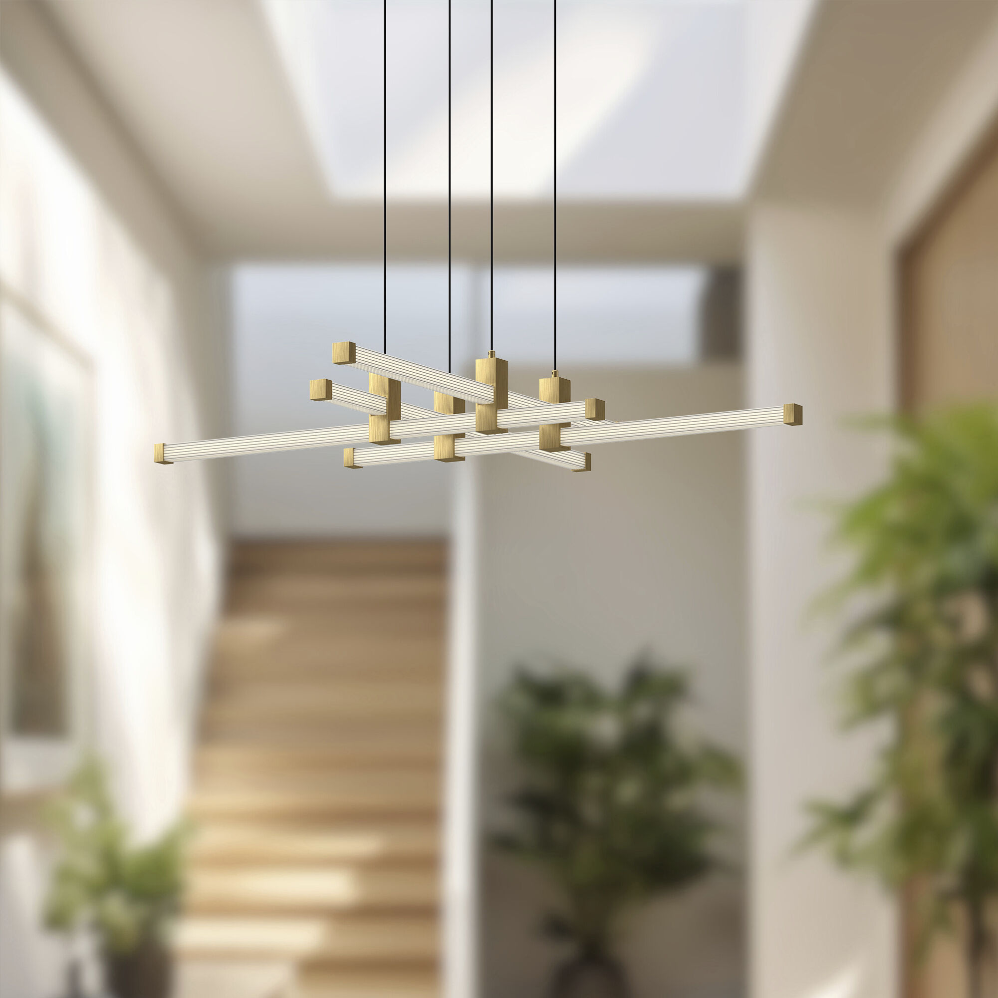 Blade LED 34.13 inch Brushed Gold Chandelier Ceiling Light
