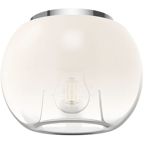 Samar 1 Light 7.5 inch Chrome Flush Mount Ceiling Light in Transition Opal Glass