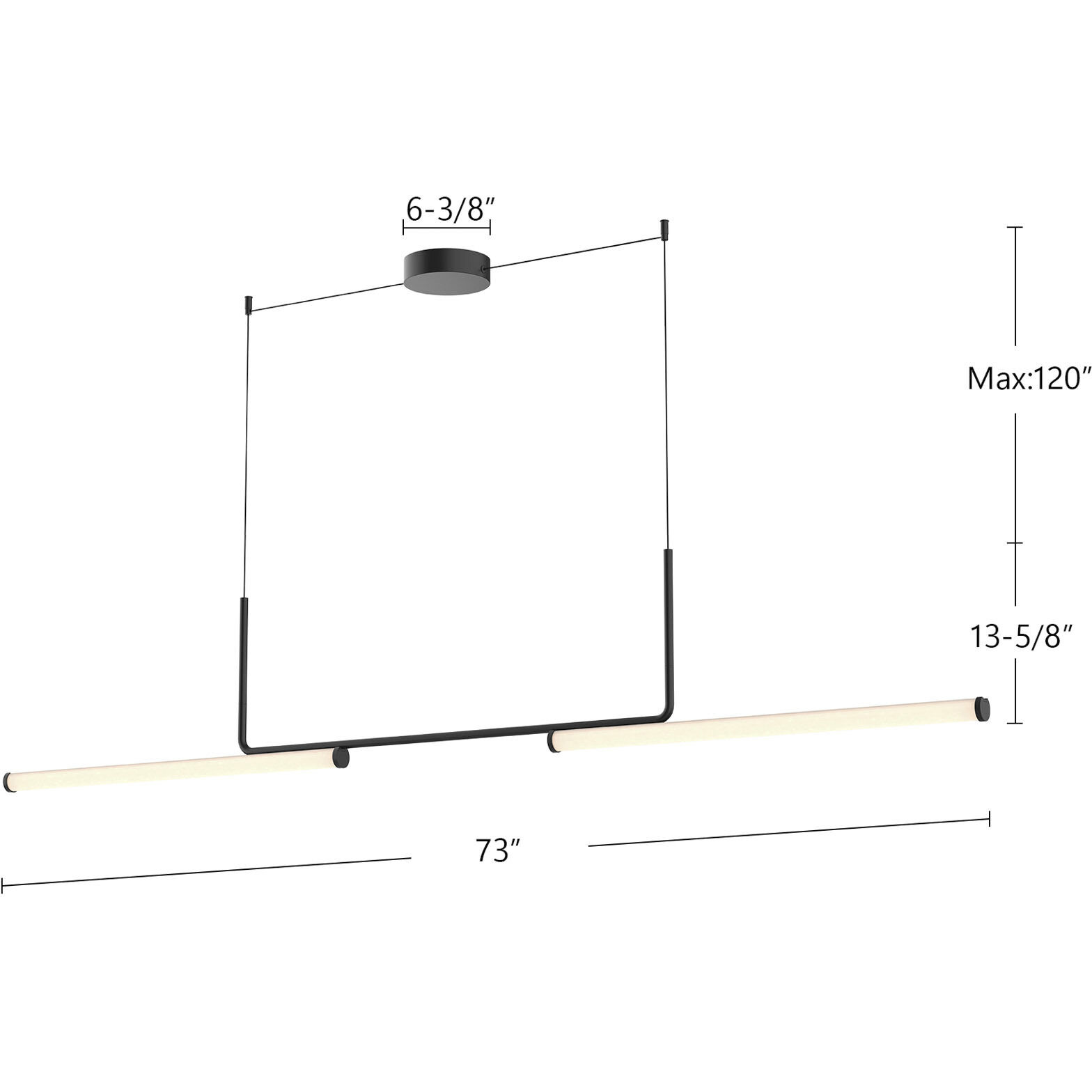 Vesper LED 73 inch Black Linear Pendant Ceiling Light