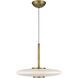 Kyoto Pendant Ceiling Light in Vintage Brass, Glossy Opal Glass Shade