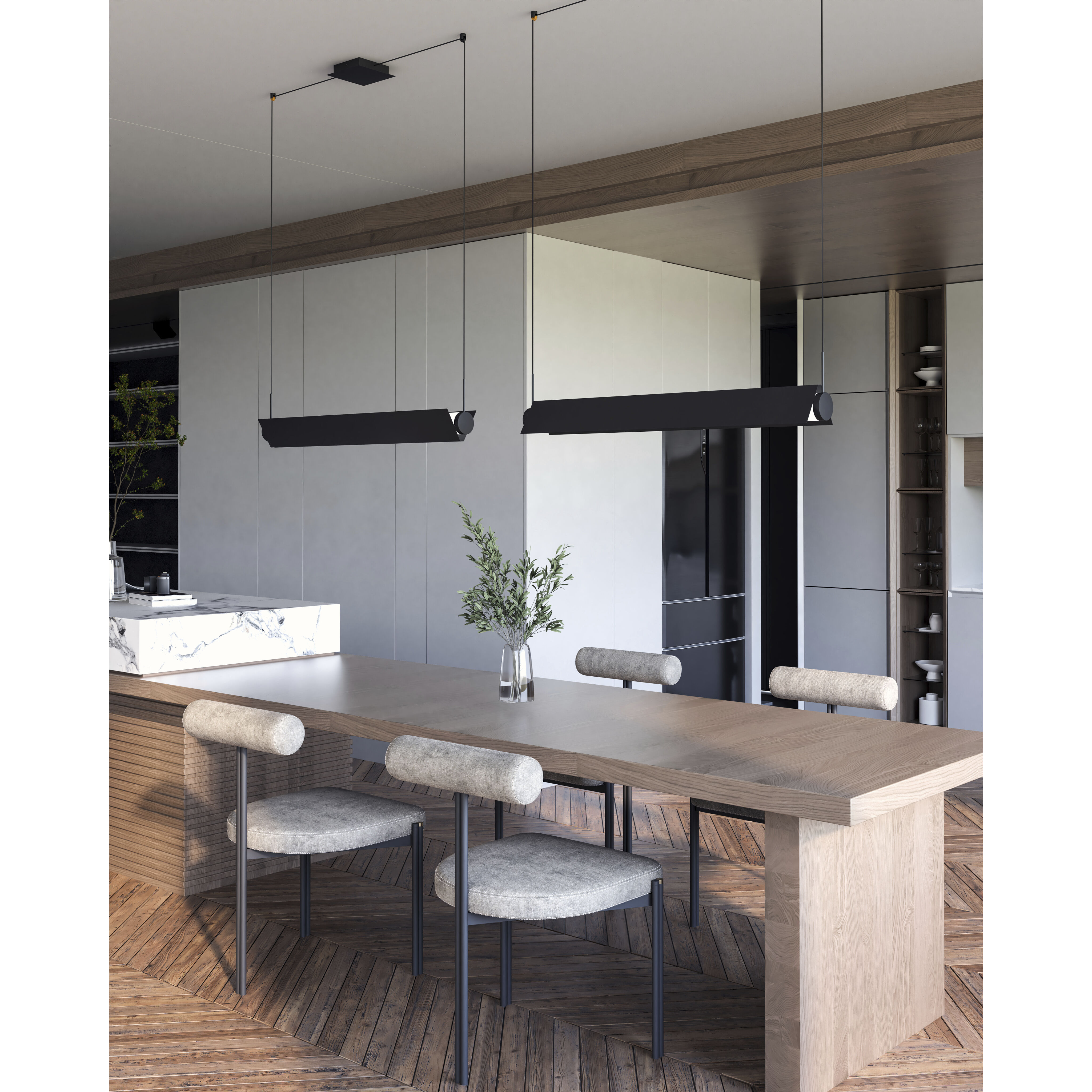 Phoenix LED 36 inch Black/White Linear Pendant Ceiling Light