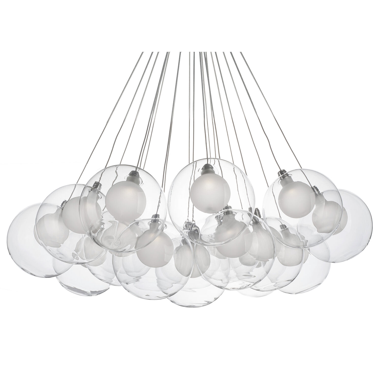 Bolla LED 28 inch Chrome Chandelier Ceiling Light in Clear Glass Shade