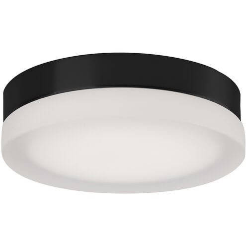 Bedford Flush Mount Ceiling Light in Black, Exterior Polished, Interior Painted White, Round