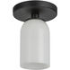 Nola 1 Light 3.63 inch Black Semi-Flush Mount Ceiling Light in Glossy Opal Glass Shade