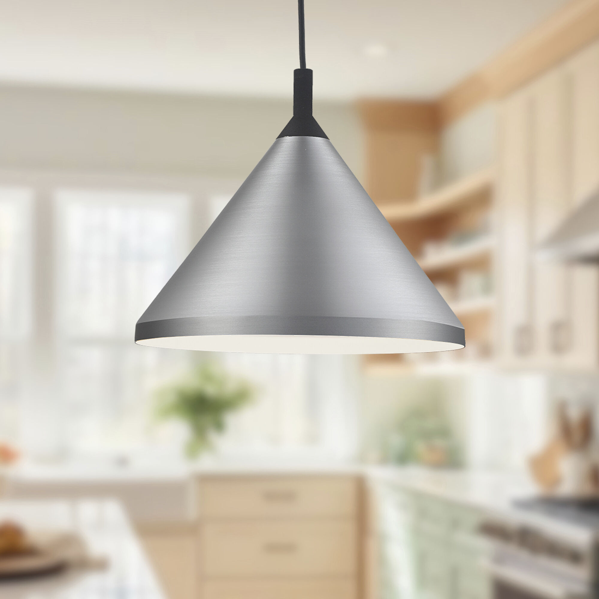 Dorothy 1 Light 14 inch Brushed Nickel With Black Detail Pendant Ceiling Light