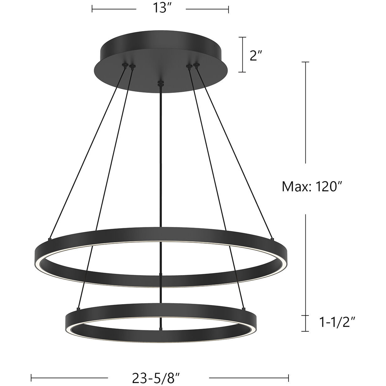Cerchio LED 23.63 inch White Chandelier Ceiling Light