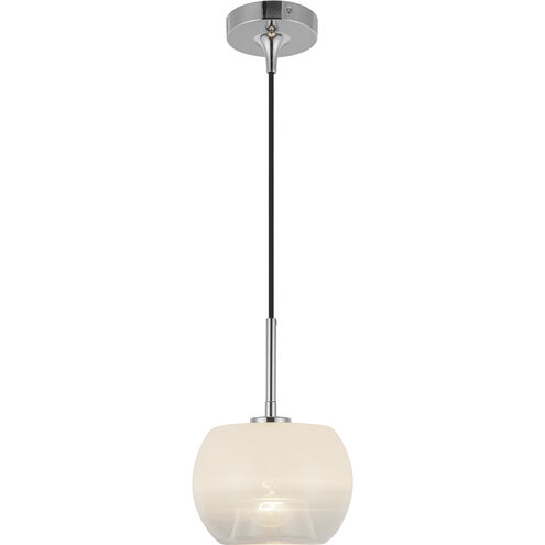 Samar 1 Light 7.5 inch Chrome Pendant Ceiling Light in Transition Opal Glass