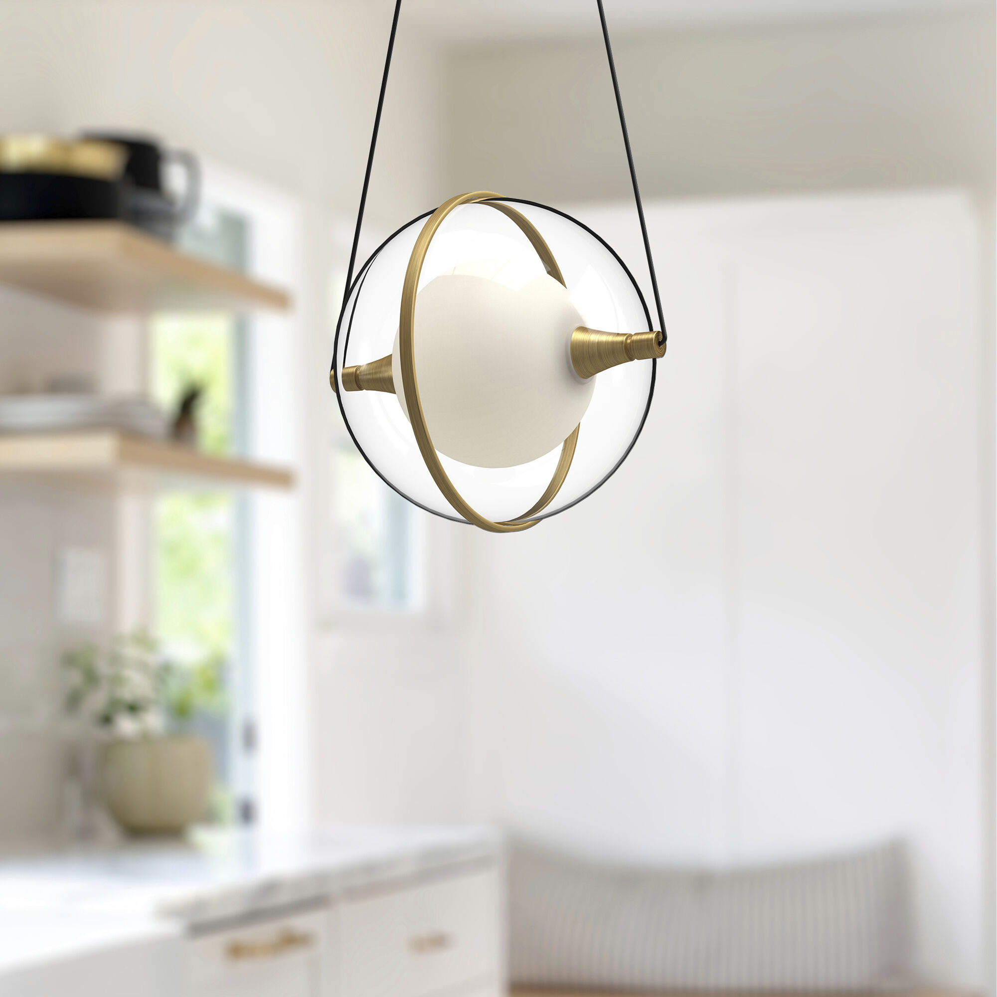 Aries LED 7.88 inch Brushed Gold Pendant Ceiling Light