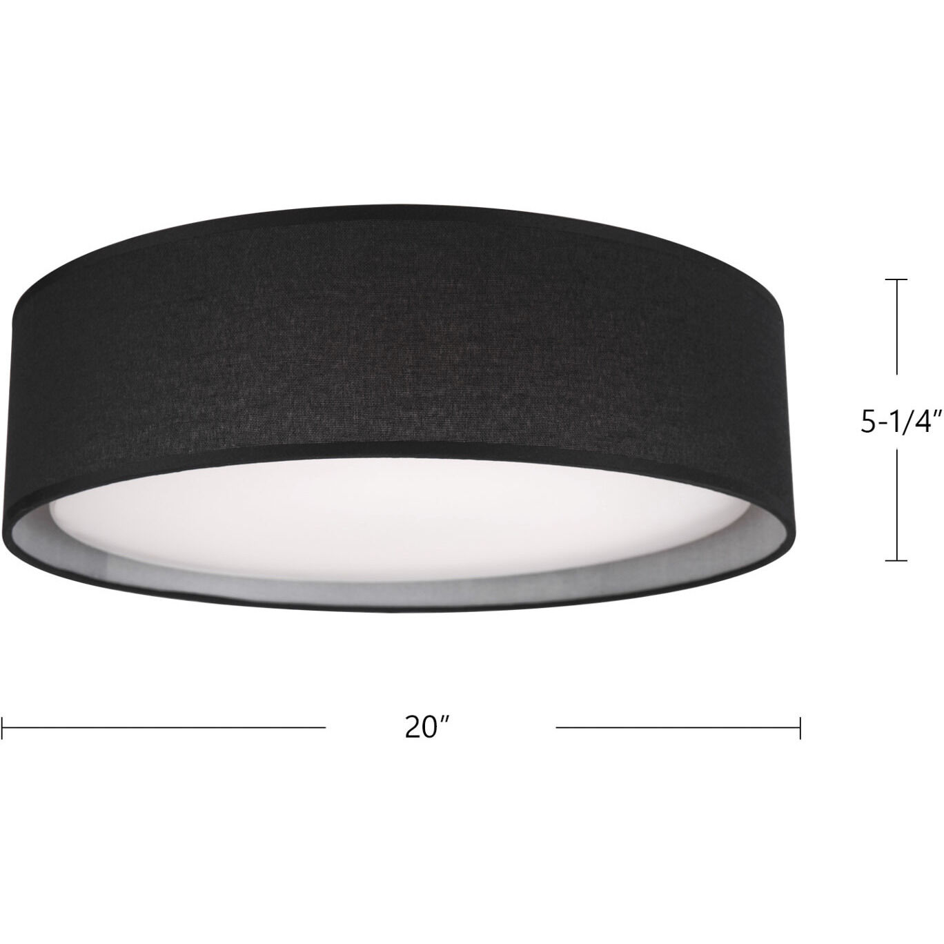 Dalton LED 20 inch Black Flush Mount Ceiling Light in Textured Linen Shade