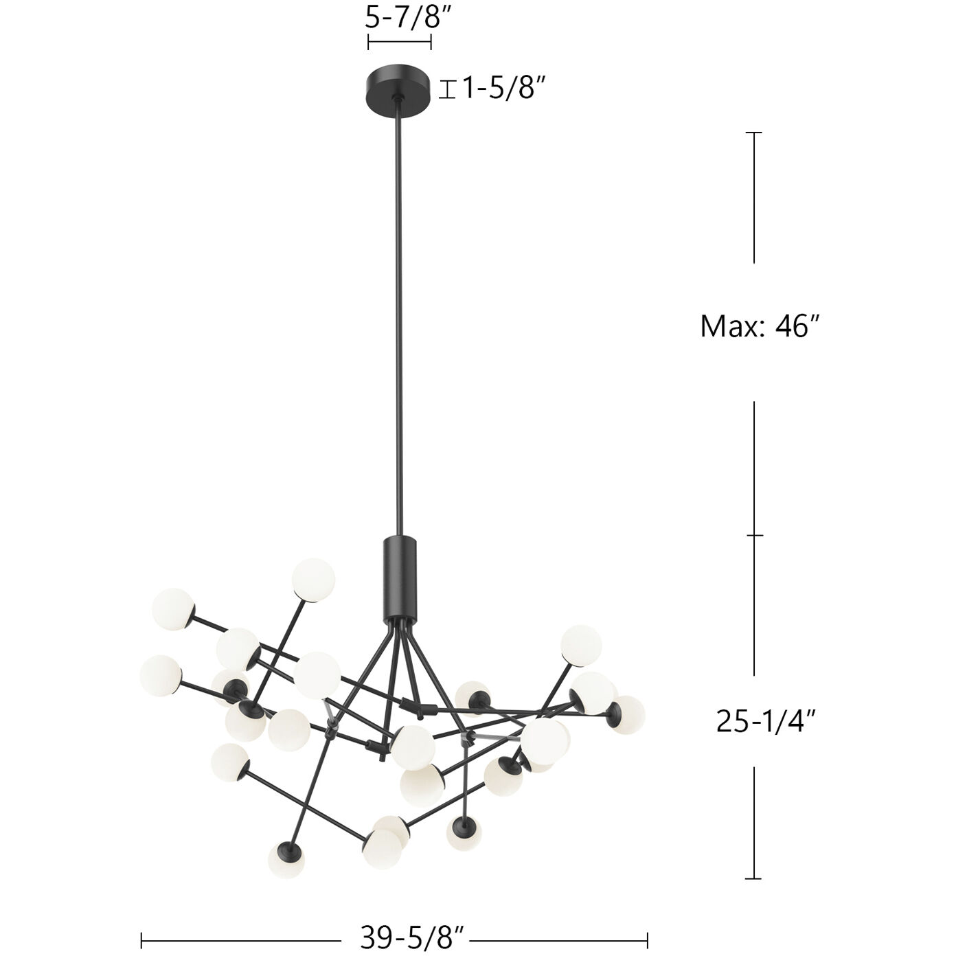Moto LED 39.63 inch Black Chandelier Ceiling Light