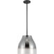 Trinity LED 11.38 inch Black/Smoked Pendant Ceiling Light in Smoked Glass