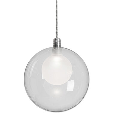 Bolla Pendant Ceiling Light in Chrome, Clear Glass Shade