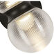 Peri LED 8.88 inch Black Exterior Wall in Clear Ribbed Glass