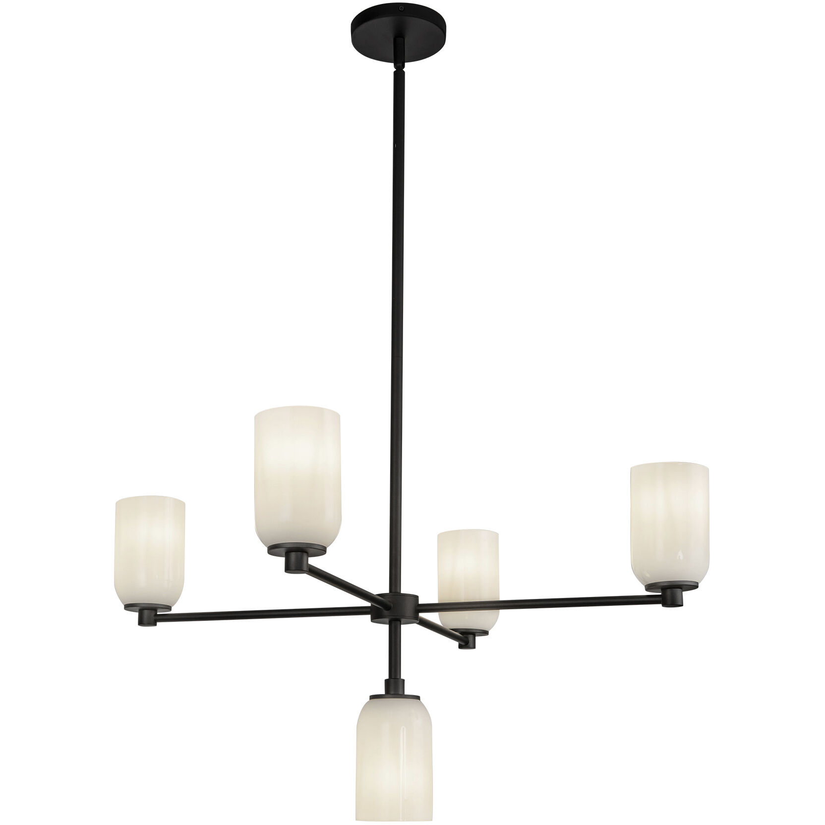 Nola 5 Light 30.63 inch Black/Glossy Opal Glass Chandelier Ceiling Light in Glossy Opal Glass Shade